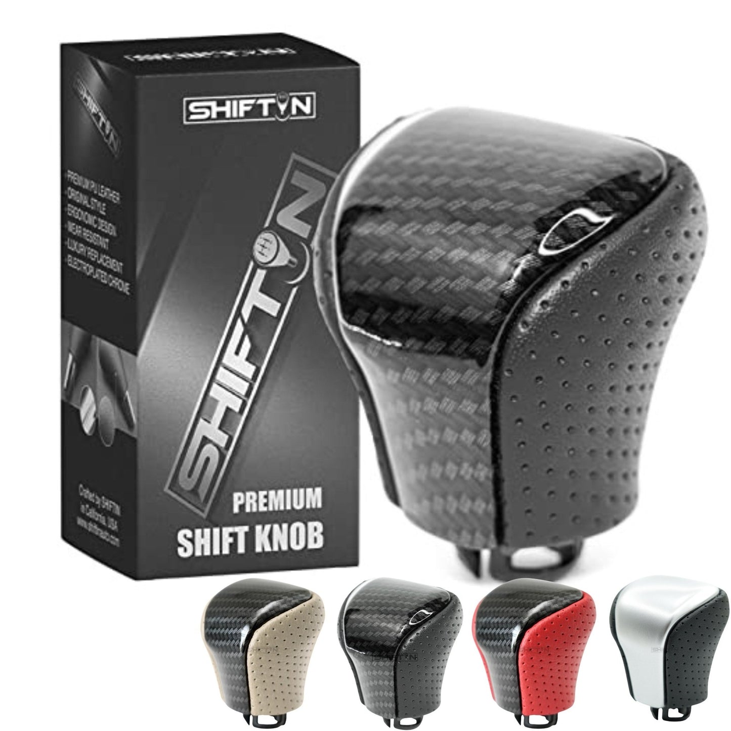 SHIFTIN Leather & Carbon Fiber Gear Shift Knob for Lexus LS460 F - Sport LS - 460 - L LS600 LS - 600h - L and Lexus LX570 LX 570 - MZZp