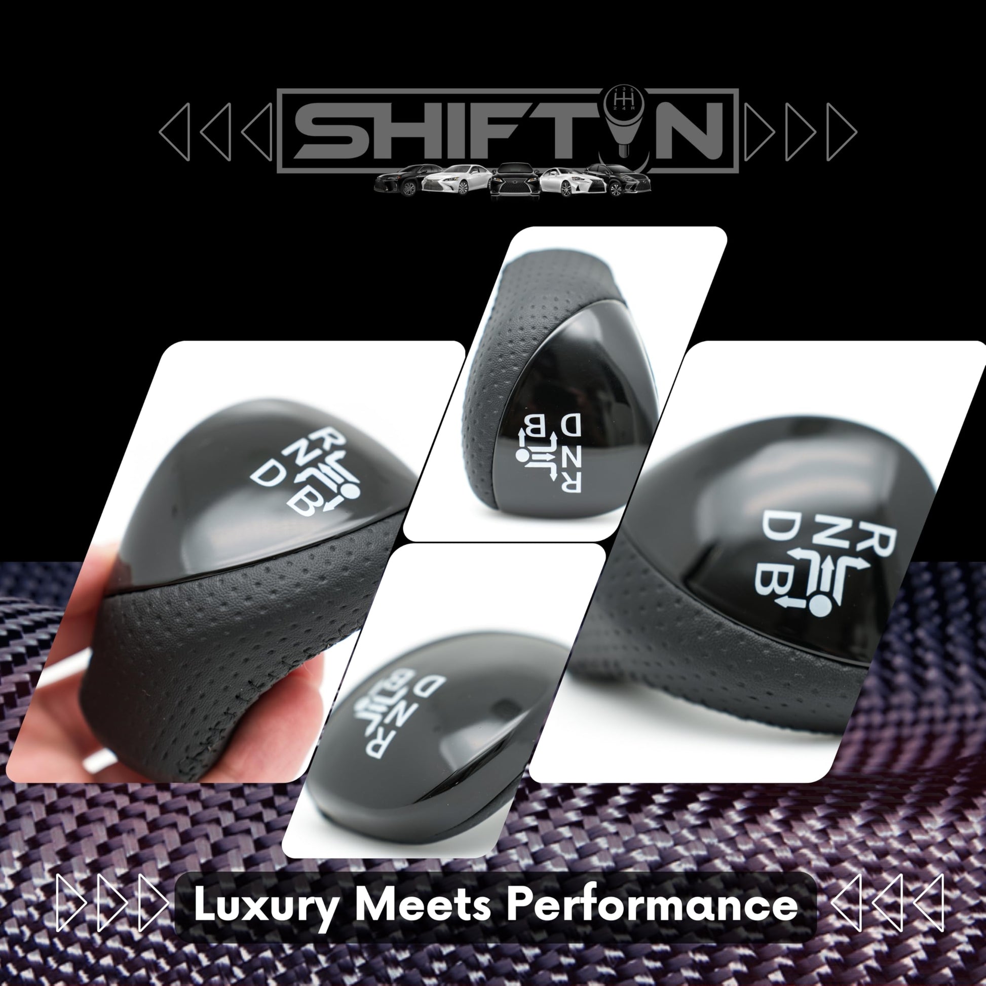 SHIFTIN Premium Replacement Gear Shift Knob Shifter for Toyota Prius Auris Prius Plug-in Hybrid - Large Black