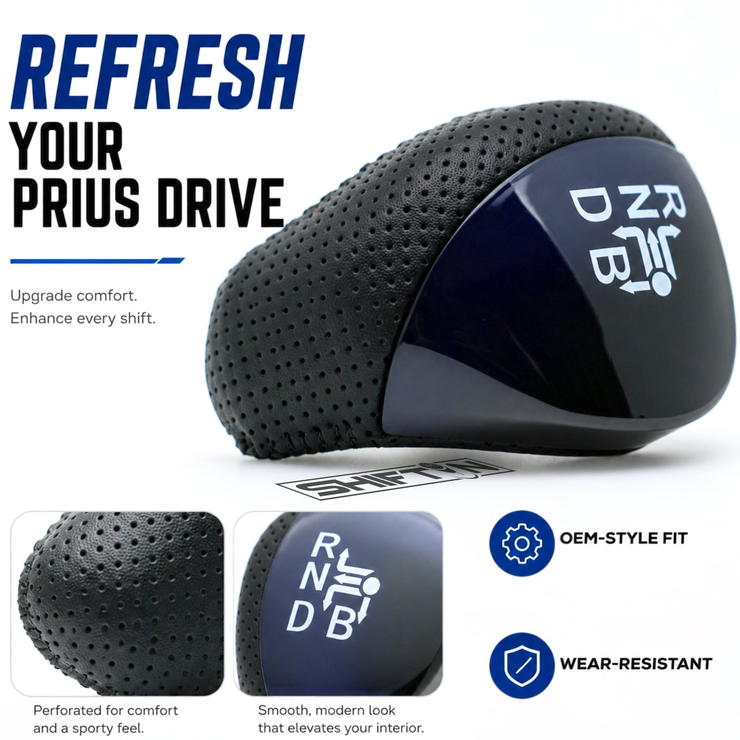 SHIFTIN Premium Replacement Gear Shift Knob Shifter for Toyota Prius Auris Prius Plug-in Hybrid - PrBU-