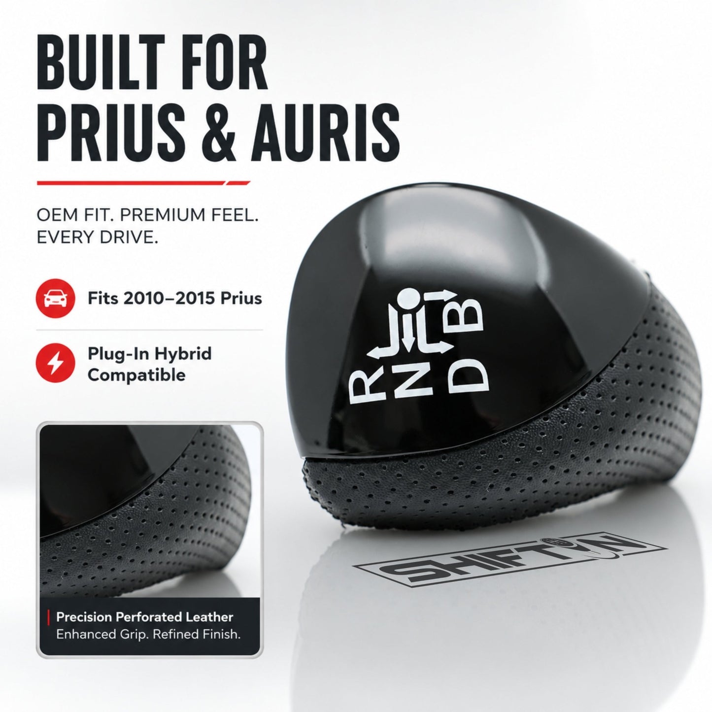 SHIFTIN Premium Replacement Gear Shift Knob Shifter for Toyota Prius Auris Prius Plug-in Hybrid - PrBPB-L