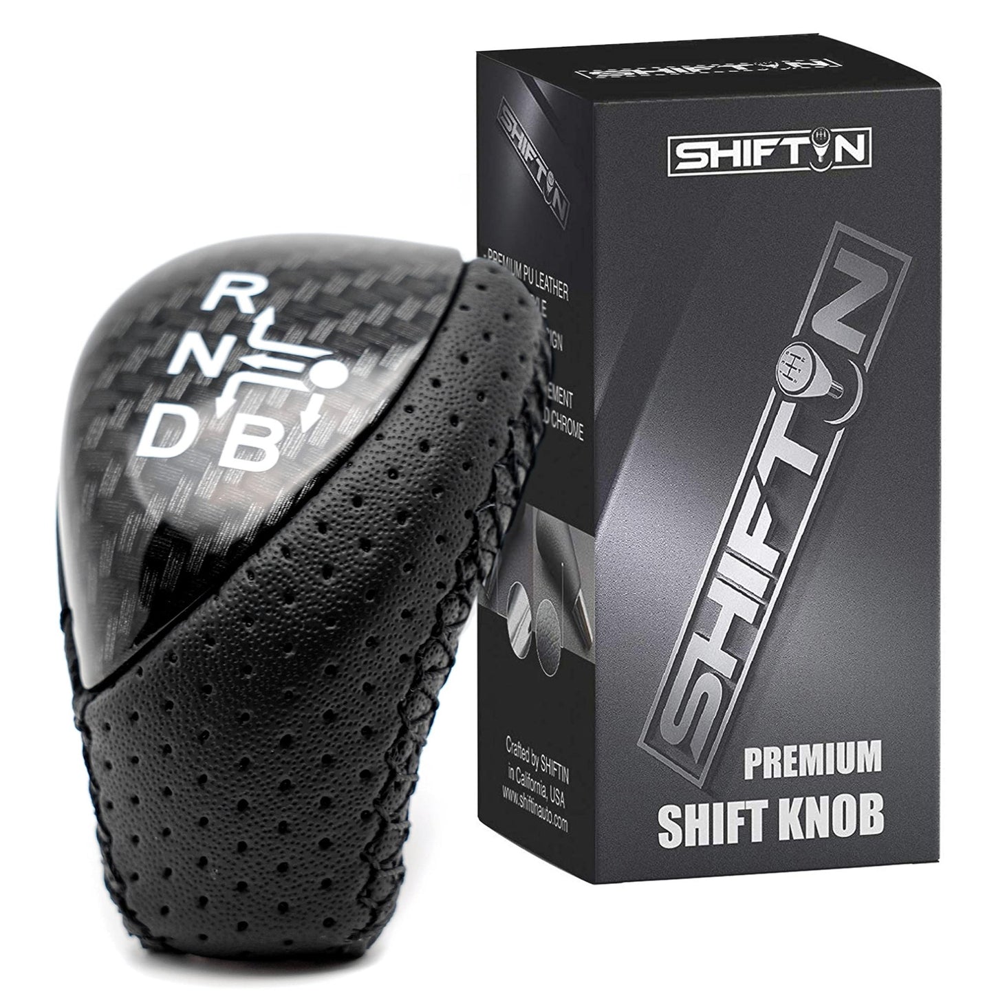 SHIFTIN Premium Replacement Gear Shift Knob Shifter for Toyota Prius Auris Prius Plug-in Hybrid - Carbon Fiber