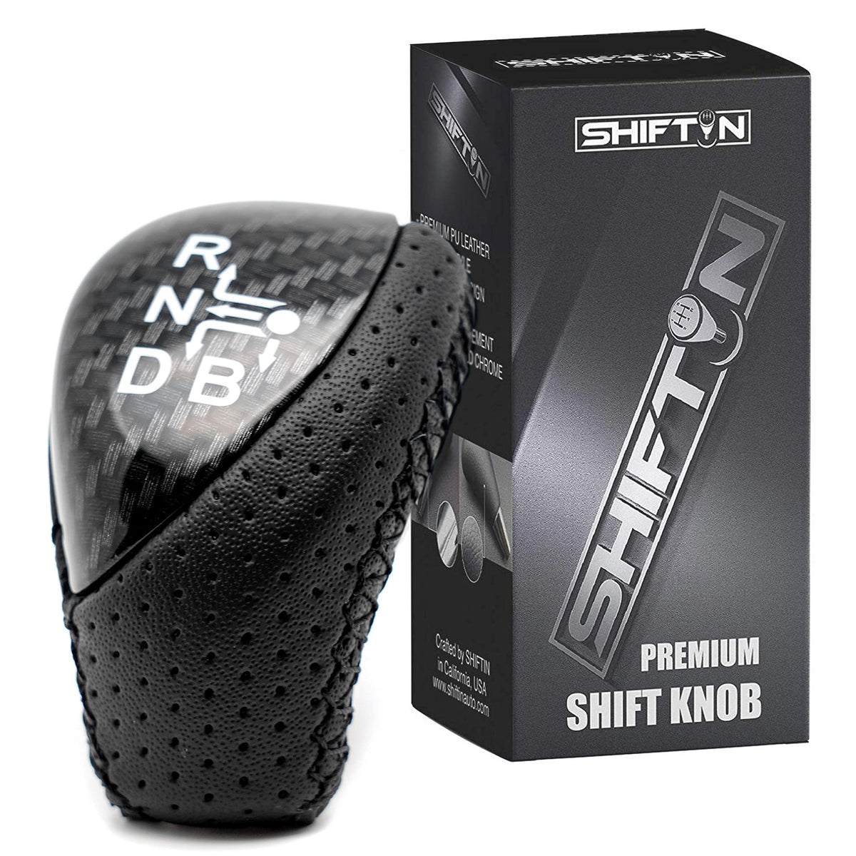SHIFTIN Premium Replacement Gear Shift Knob Shifter for Toyota Prius Auris Prius Plug-in Hybrid - Carbon Fiber