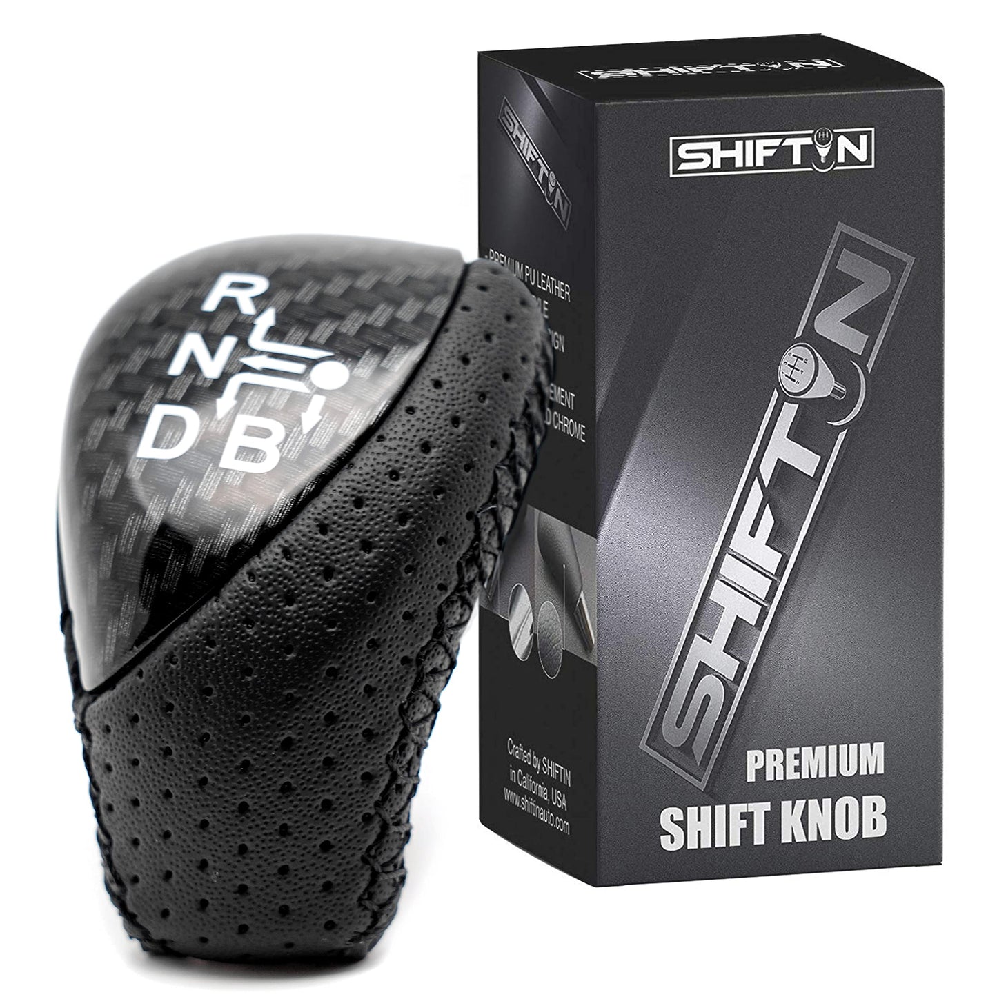 SHIFTIN Premium Replacement Gear Shift Knob Shifter for Toyota Prius Auris Prius Plug-in Hybrid - Carbon Fiber