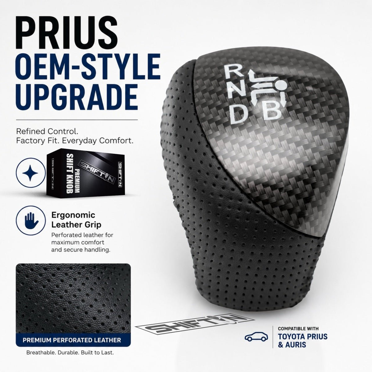 SHIFTIN Premium Replacement Gear Shift Knob Shifter for Toyota Prius Auris Prius Plug-in Hybrid - PrZZp-L