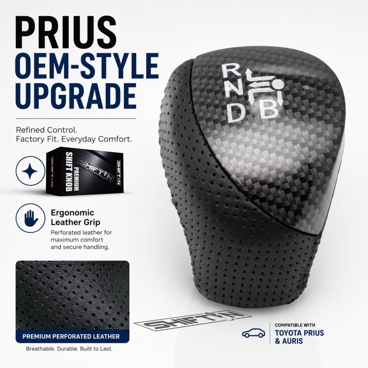 SHIFTIN Premium Replacement Gear Shift Knob Shifter for Toyota Prius Auris Prius Plug-in Hybrid - PrZZp-L