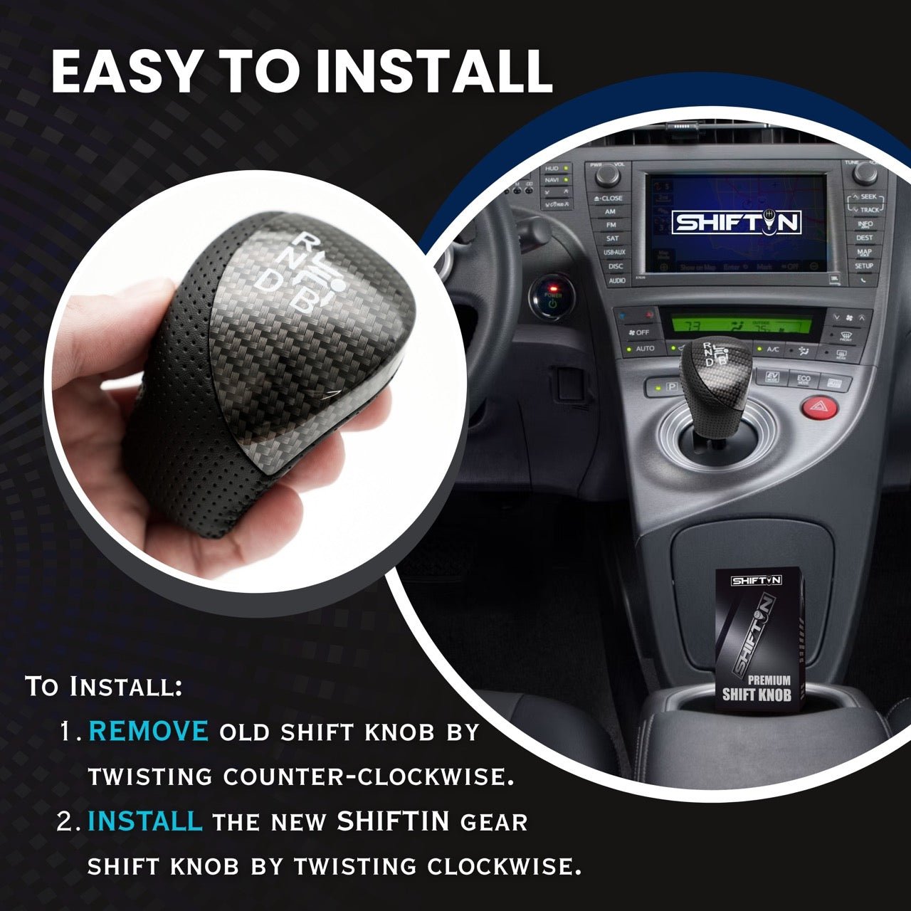 SHIFTIN Premium Replacement Gear Shift Knob Shifter for Toyota Prius Auris Prius Plug-in Hybrid - PrZZp-L