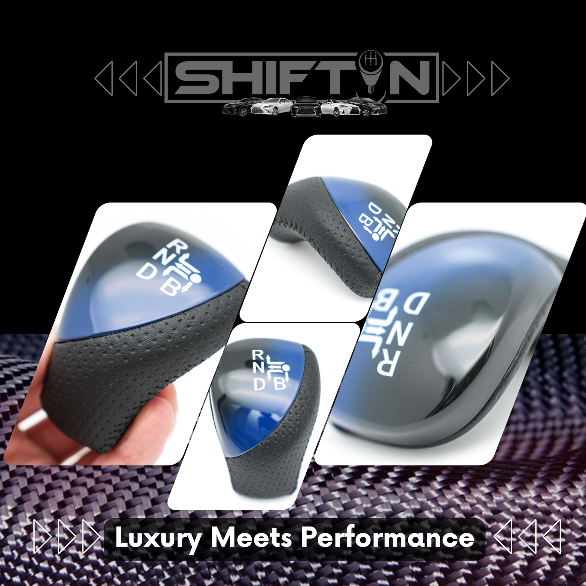 SHIFTIN Premium Replacement Gear Shift Knob Shifter for Toyota Prius Auris Prius Plug-in Hybrid - Large Blue