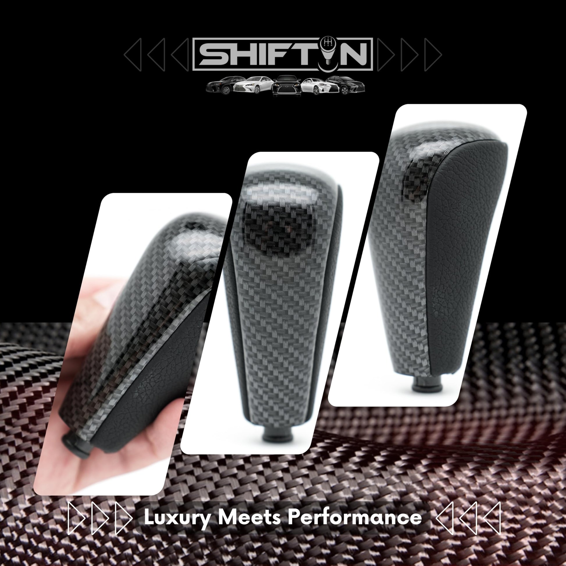 SHIFTIN Replacement Gear Shift Knob Shifter for Lexus GX470 2003 - 2009 UZJ12 and for Toyota Land Cruiser Prado 120 2002 - 2009 (Black Leather/Piano Black) - LXBZZ