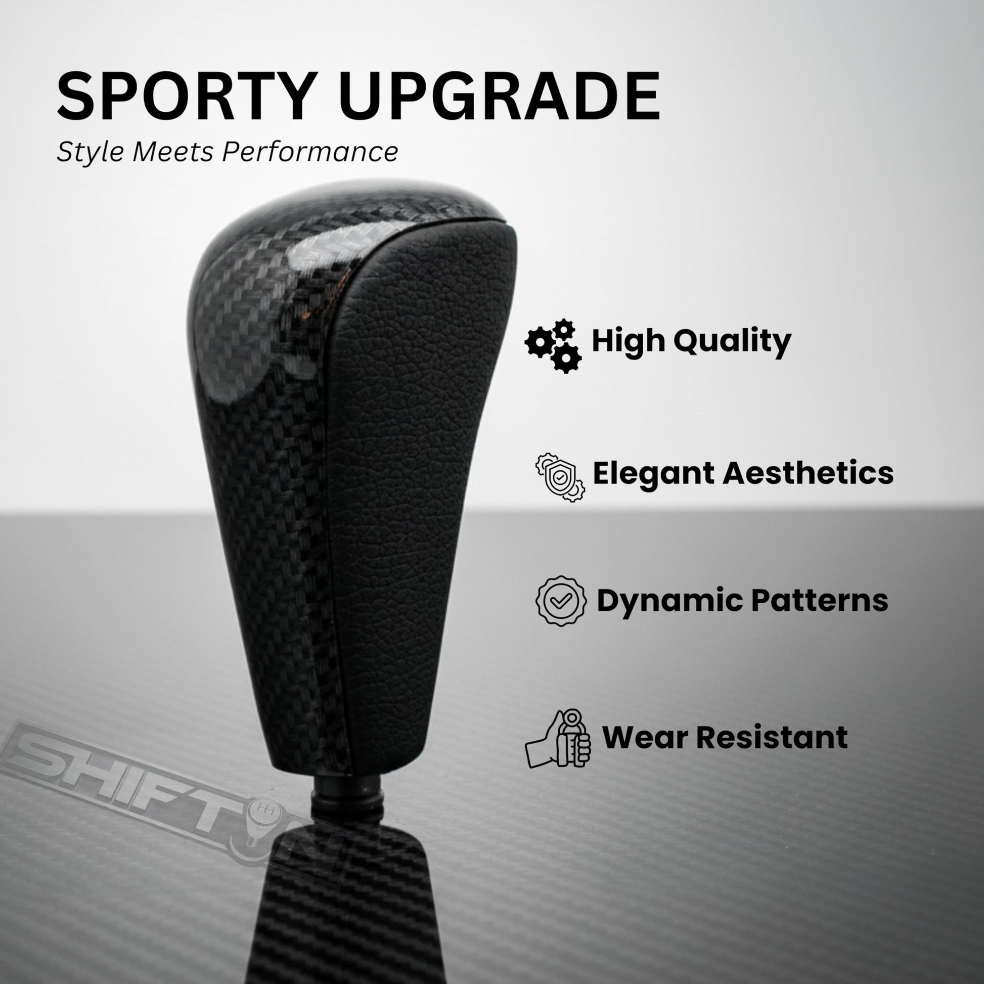 SHIFTIN Replacement Gear Shift Knob Shifter for Lexus GX470 2003 - 2009 UZJ12 and for Toyota Land Cruiser Prado 120 2002 - 2009 (Black Leather/Piano Black) - LXBZZ