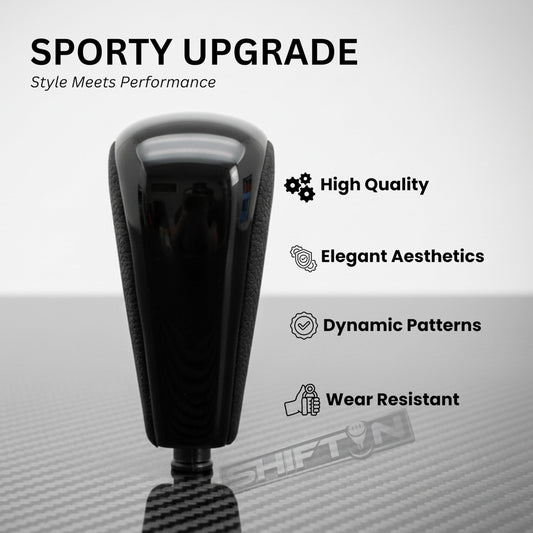 SHIFTIN Replacement Gear Shift Knob Shifter for Lexus GX470 2003 - 2009 UZJ12 and for Toyota Land Cruiser Prado 120 2002 - 2009 (Black Leather/Piano Black) - LXPB