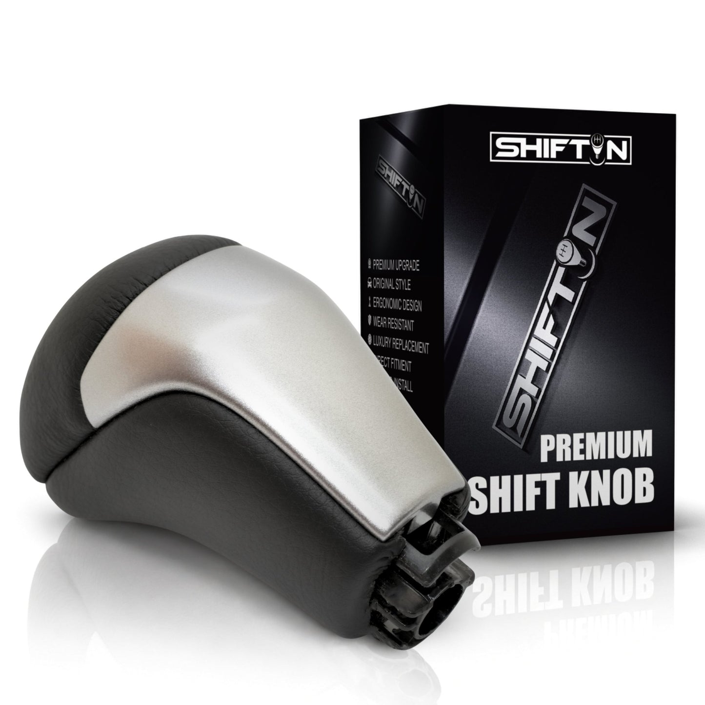 SHIFTIN-Replacement-Gear-Shift-Knob-Shifter-Accessory-for-Toyota-Highlander-2014-2019-Tacoma-2016-2023-Black-Leather-Silver