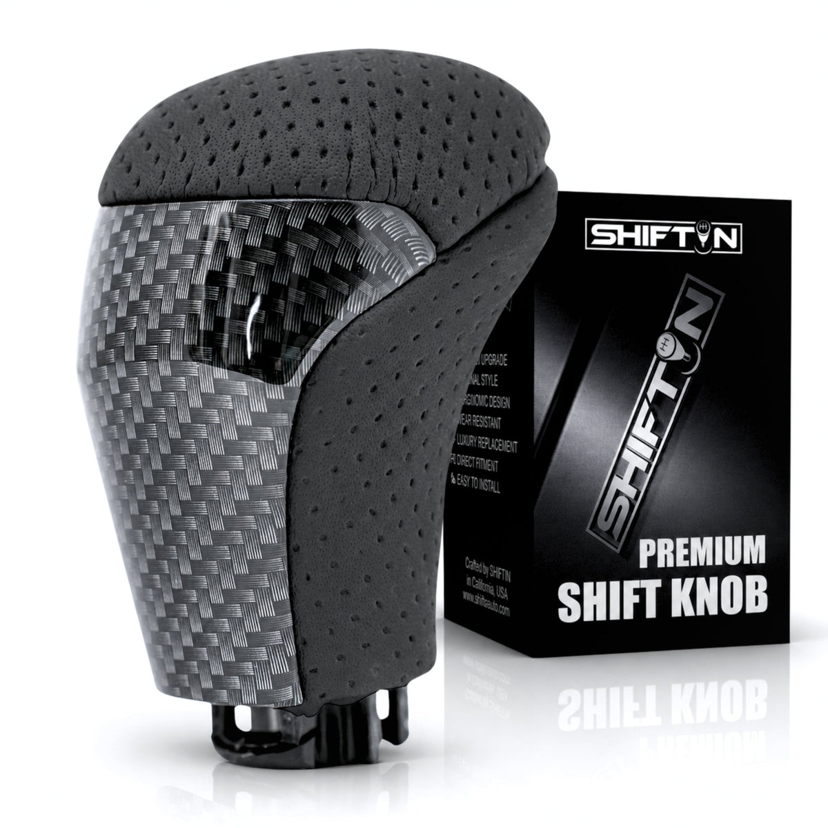 SHIFTIN-Replacement-Gear-Shift-Knob-Shifter-Accessory-for-Toyota-Highlander-2014-2019-Tacoma-2016-2023-Black-Leather-Carbon-Fiber