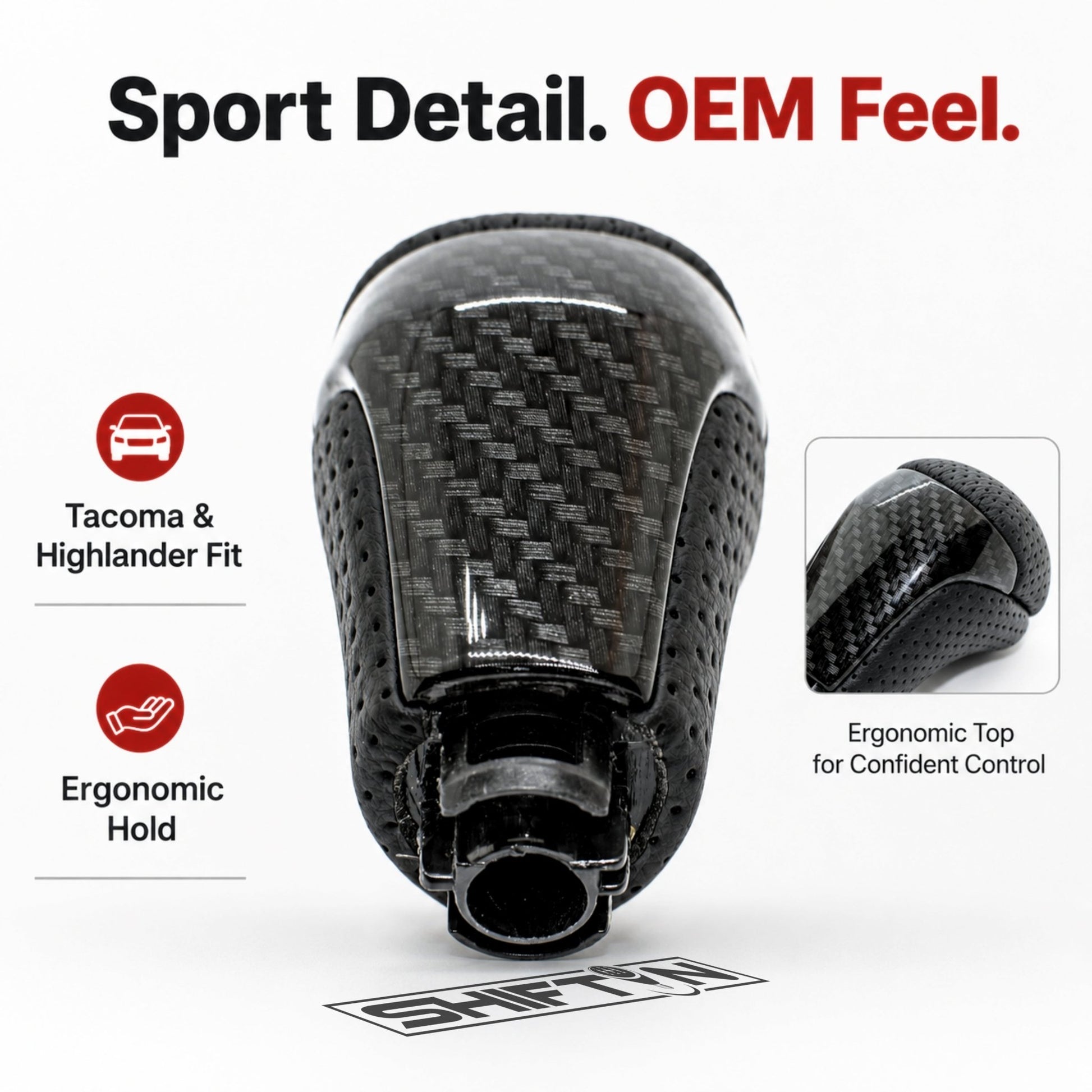 SHIFTIN-Replacement-Gear-Shift-Knob-Shifter-Accessory-for-Toyota-Highlander-2014-2019-Tacoma-2016-2023-Black-Leather-Carbon-Fiber