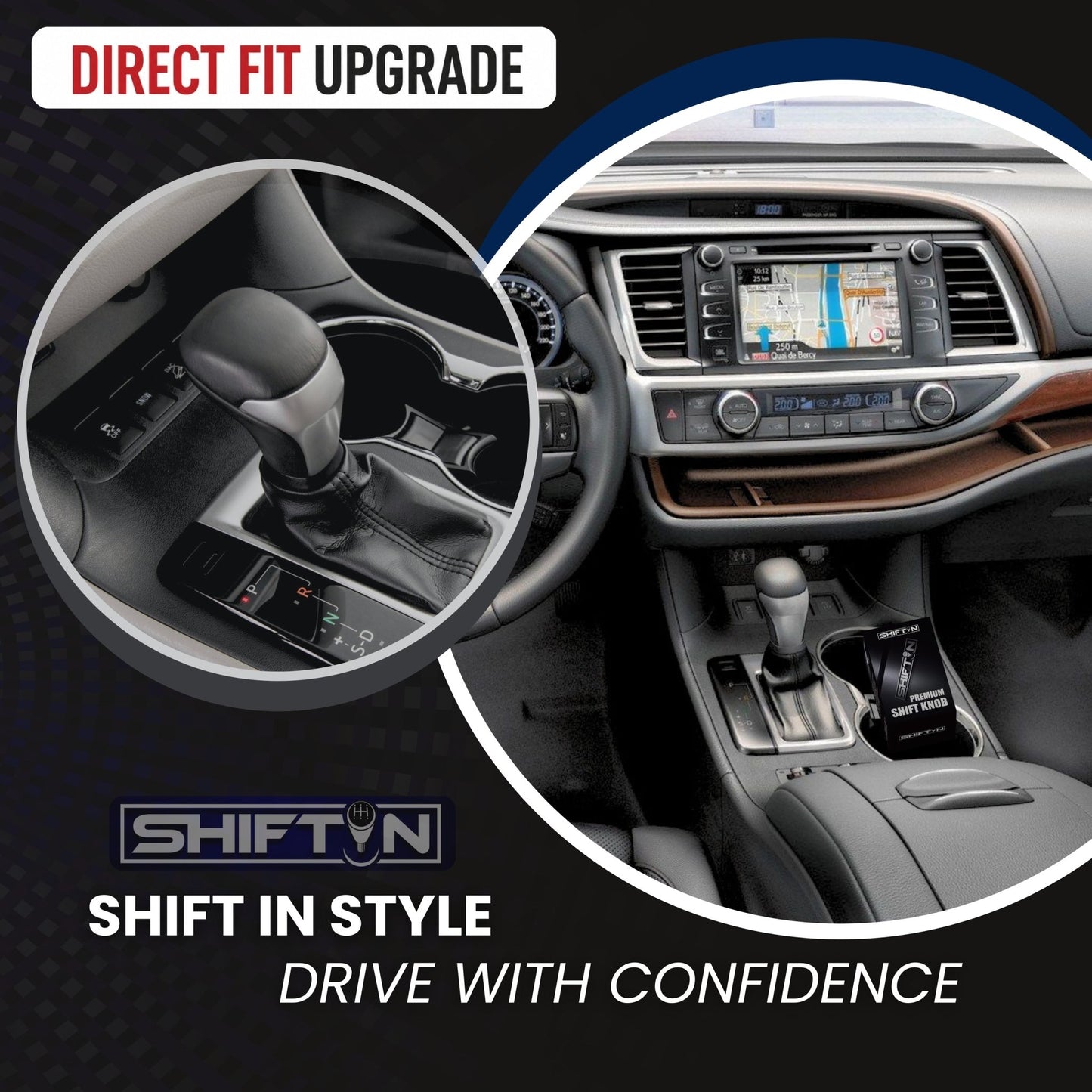 SHIFTIN-Replacement-Gear-Shift-Knob-Shifter-Accessory-for-Toyota-Highlander-2014-2019-Tacoma-2016-2023-Black-Leather-Silver