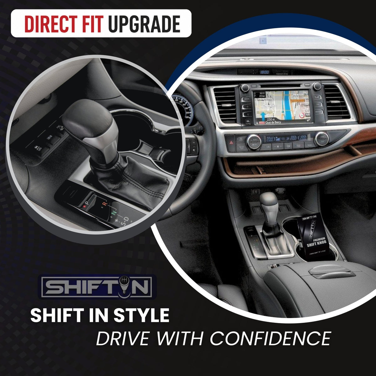 SHIFTIN-Replacement-Gear-Shift-Knob-Shifter-Accessory-for-Toyota-Highlander-2014-2019-Tacoma-2016-2023-Black-Leather-Silver