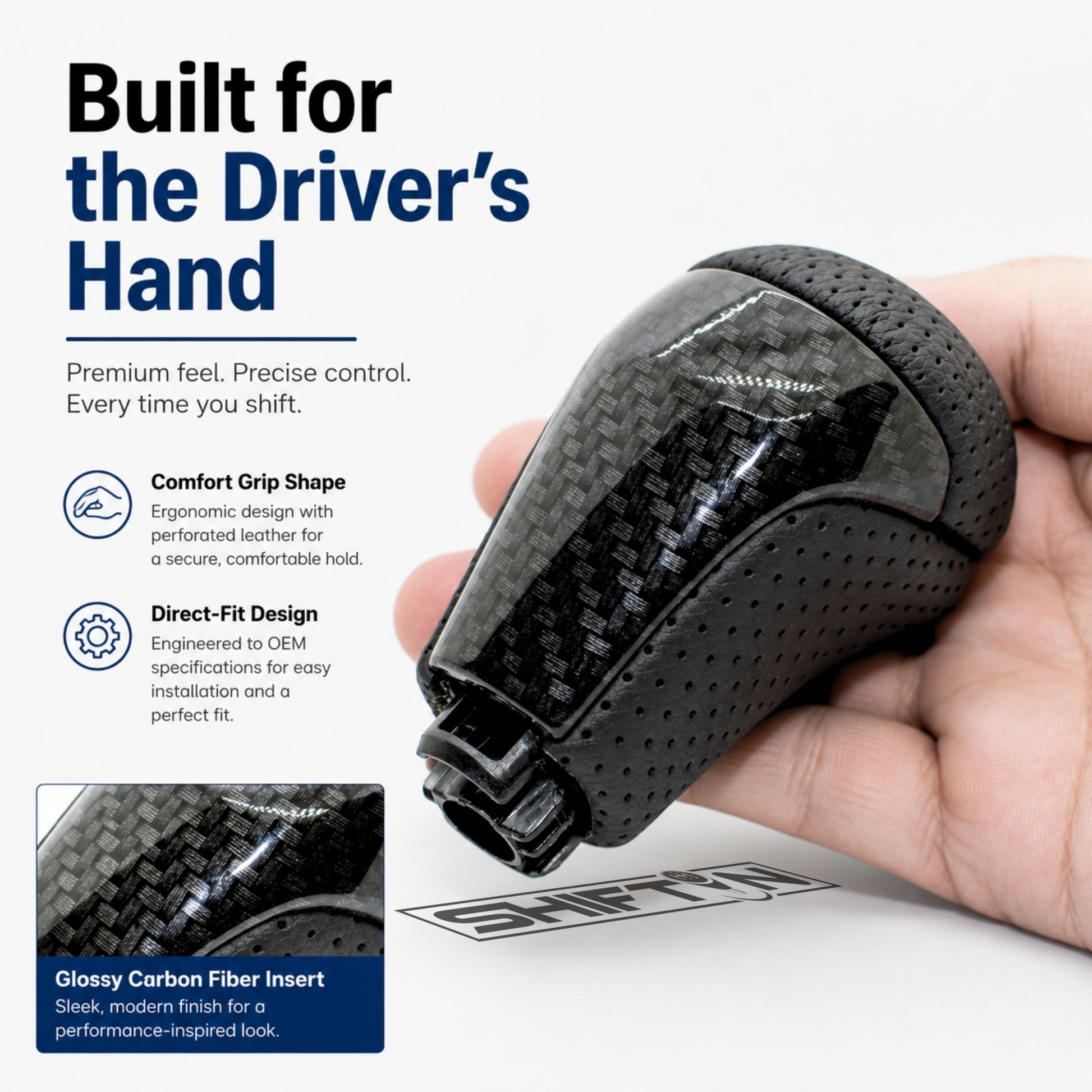 SHIFTIN-Replacement-Gear-Shift-Knob-Shifter-Accessory-for-Toyota-Highlander-2014-2019-Tacoma-2016-2023-Black-Leather-Carbon-Fiber