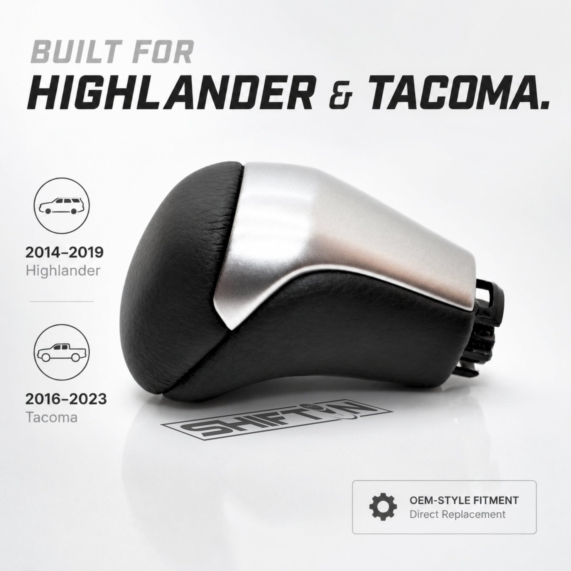 SHIFTIN-Replacement-Gear-Shift-Knob-Shifter-Accessory-for-Toyota-Highlander-2014-2019-Tacoma-2016-2023-Black-Leather-Silver