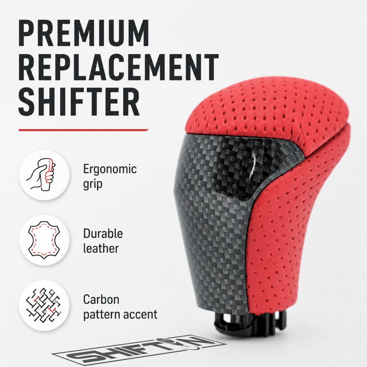 SHIFTIN-Replacement-Gear-Shift-Knob-Shifter-Accessory-for-Toyota-Highlander-2014-2019-Tacoma-2016-2023-Red-Leather-Carbon-Fiber