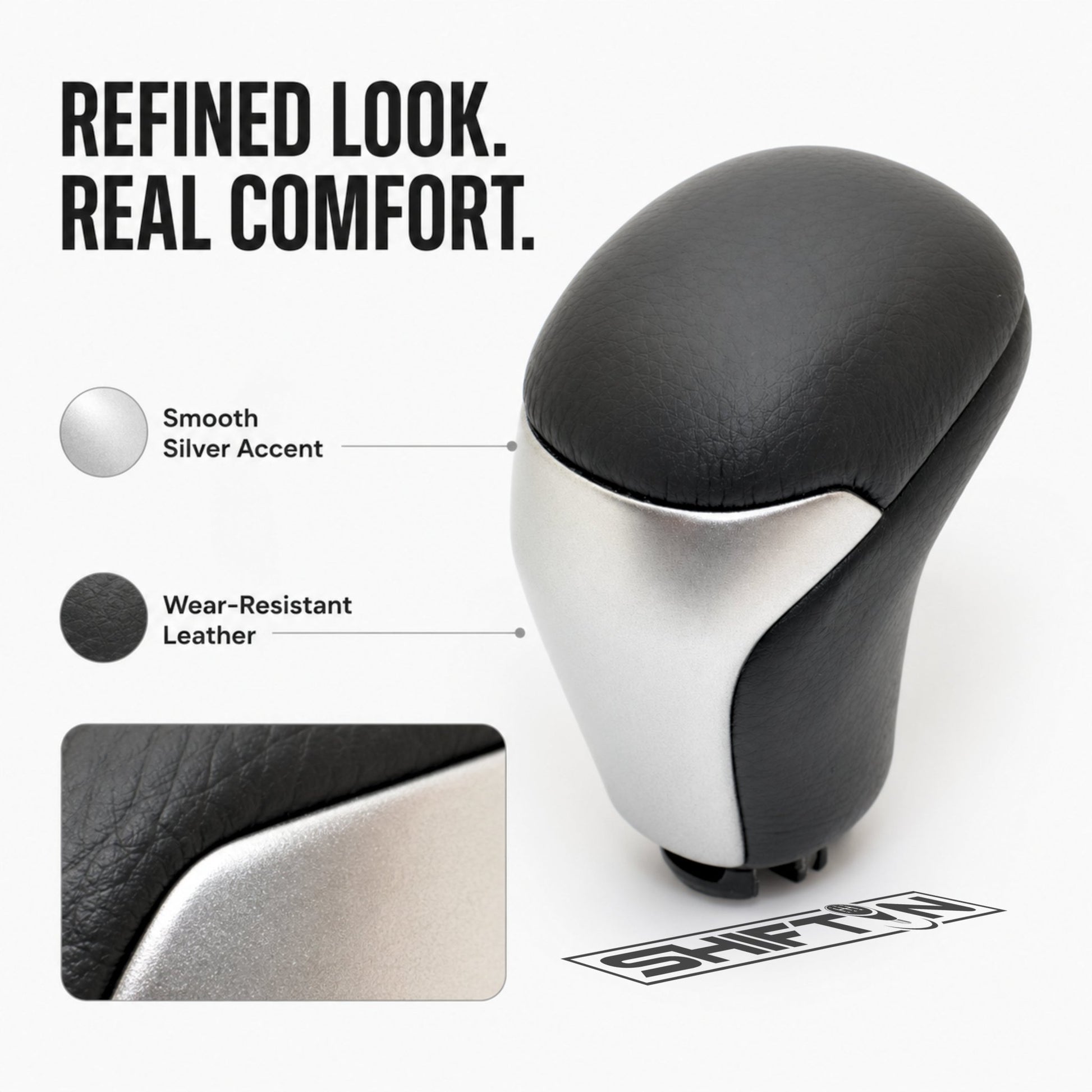 SHIFTIN-Replacement-Gear-Shift-Knob-Shifter-Accessory-for-Toyota-Highlander-2014-2019-Tacoma-2016-2023-Black-Leather-Silver