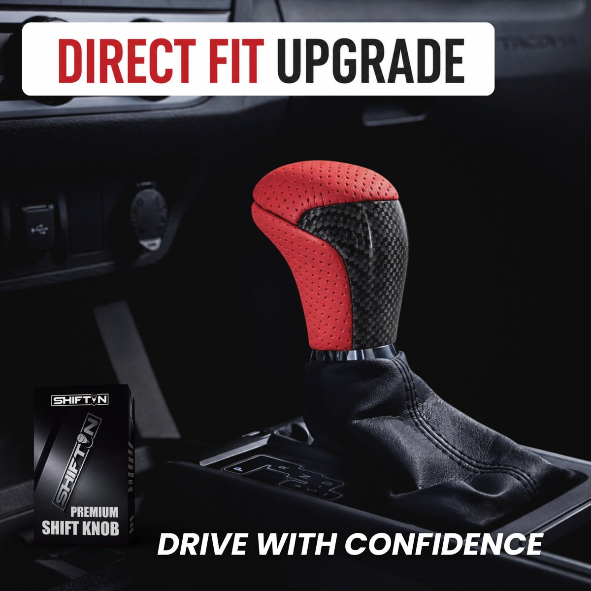 SHIFTIN-Replacement-Gear-Shift-Knob-Shifter-Accessory-for-Toyota-Highlander-2014-2019-Tacoma-2016-2023-Red-Leather-Carbon-Fiber