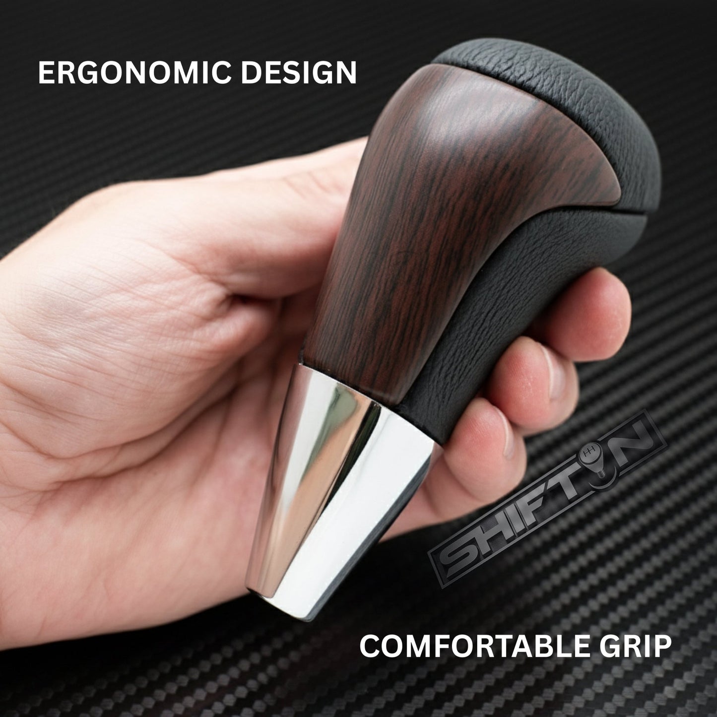 SHIFTIN Universal Gear Shift Knob for Automatic Manual Stick Shifter Cars DARK WOOD