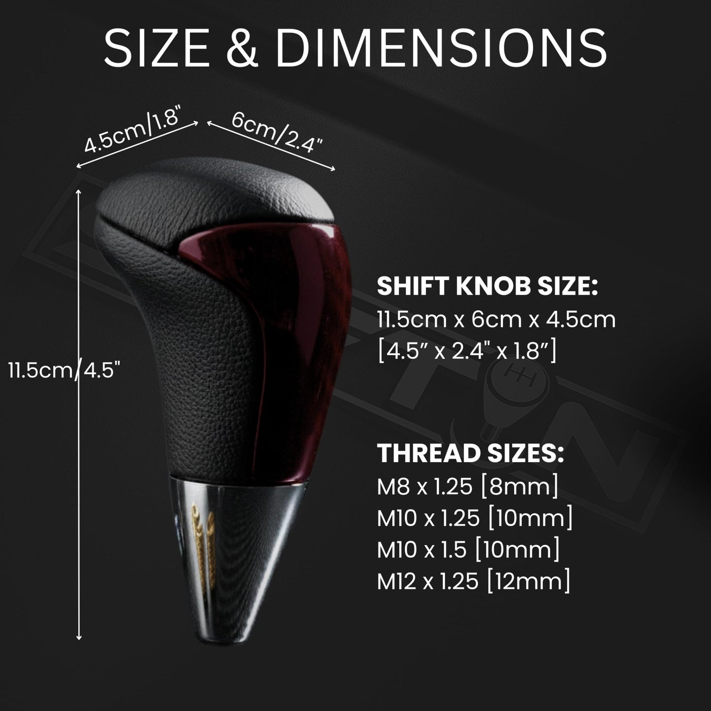 SHIFTIN Universal Gear Shift Knob for Automatic Manual Stick Shifter Cars, with M8 M10 M12 Thread Adapters, Fits Toyota Acura Scion Mazda Subaru Nissan Infiniti - ZBRZ