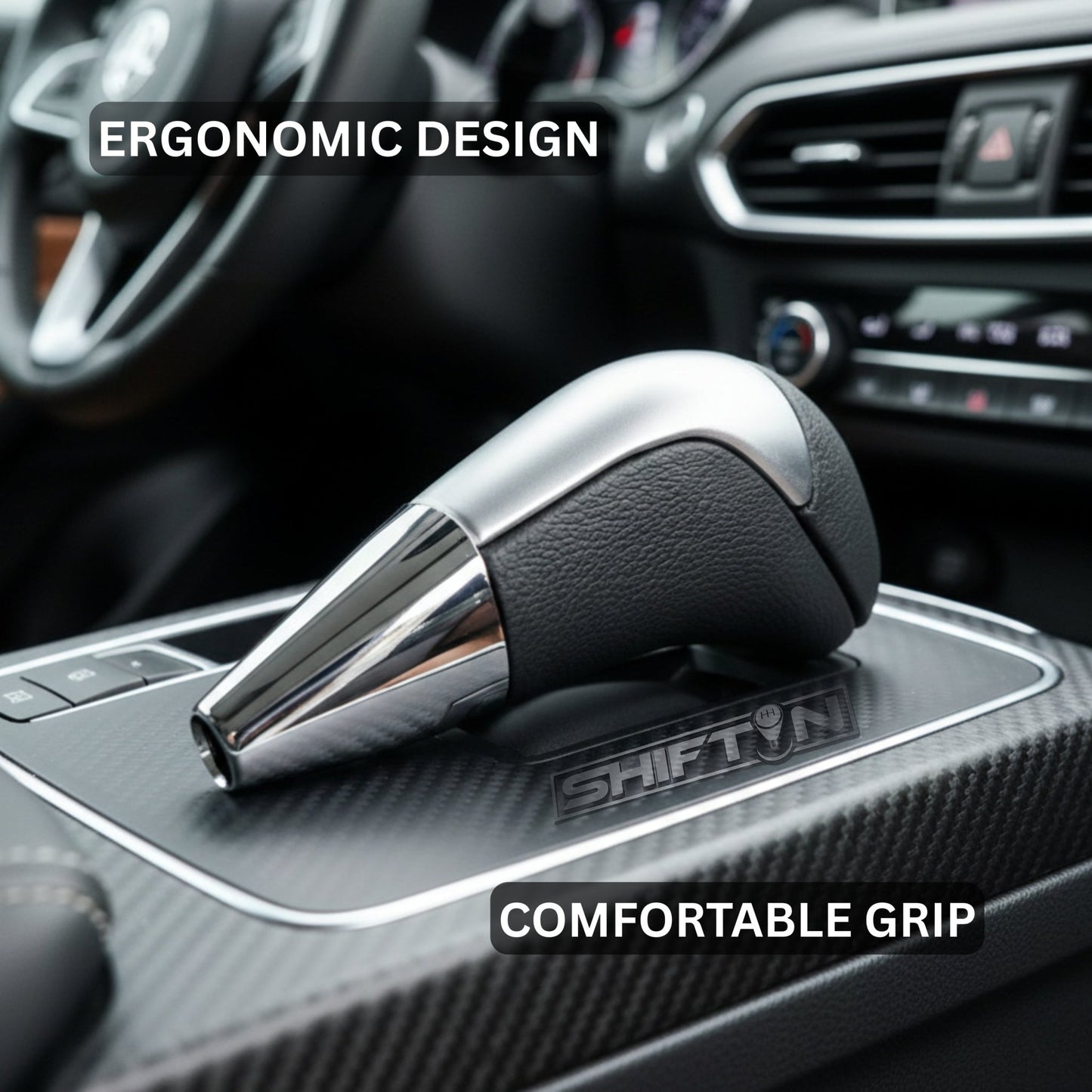 SHIFTIN Universal Gear Shift Knob for Automatic Manual Stick Shifter Cars, with M8 M10 M12 Thread Adapters, Fits Toyota Acura Scion Mazda Subaru Nissan Infiniti - ZBSL