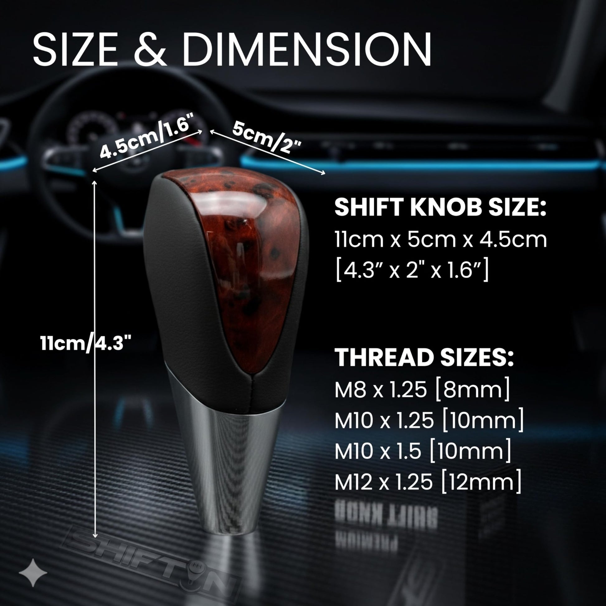 SHIFTIN Universal Sport Gear Shift Knob Shifter for Cars with M8 M10 M12 Threads | Fits Subaru Acura Nissan Infiniti Mazda Scion Toyota Lexus - BBWD