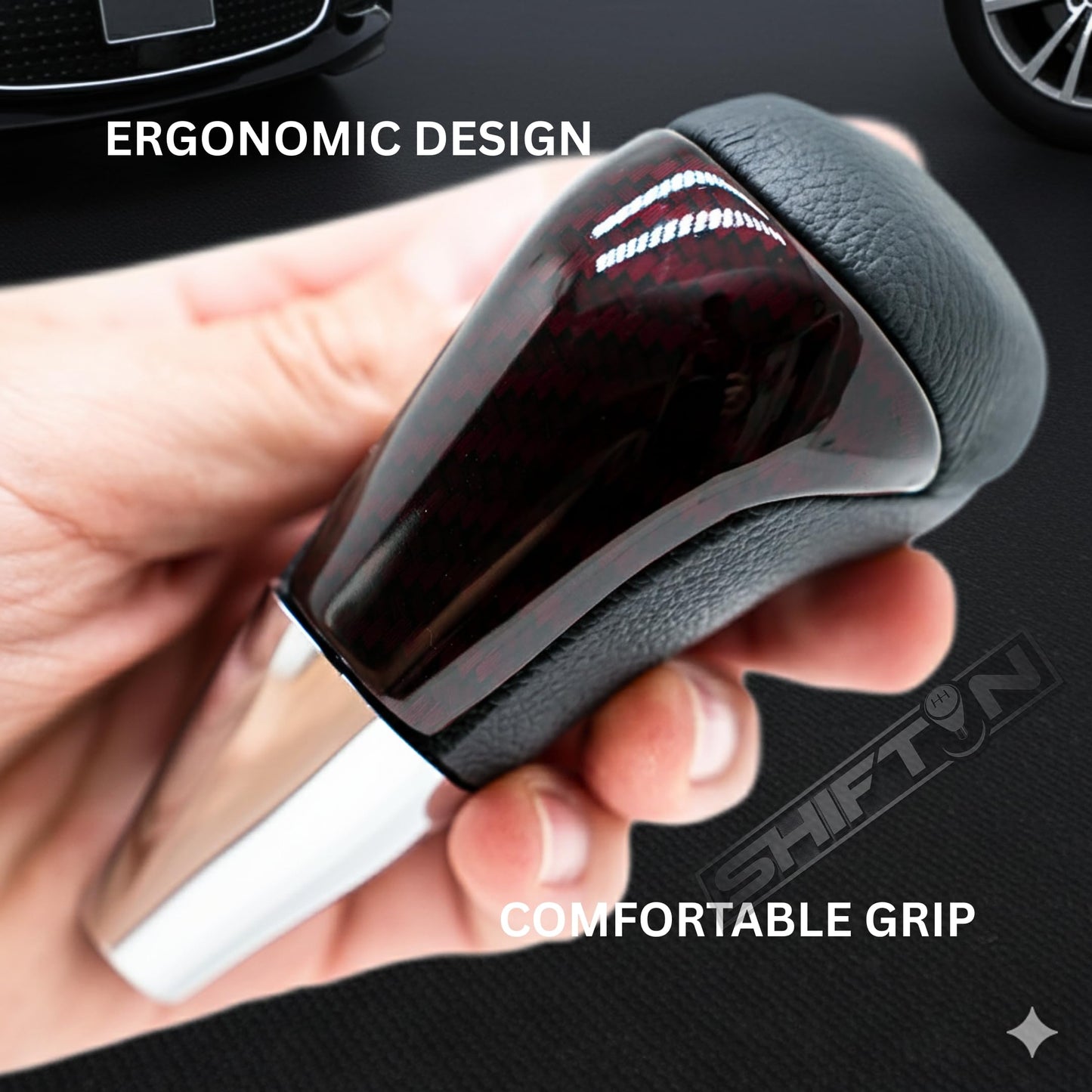 SHIFTIN Universal Gear Shift Knob for Automatic Manual Stick Shifter Cars, with M8 M10 M12 Thread Adapters, Fits Toyota Acura Scion Mazda Subaru Nissan Infiniti - ZBRZ