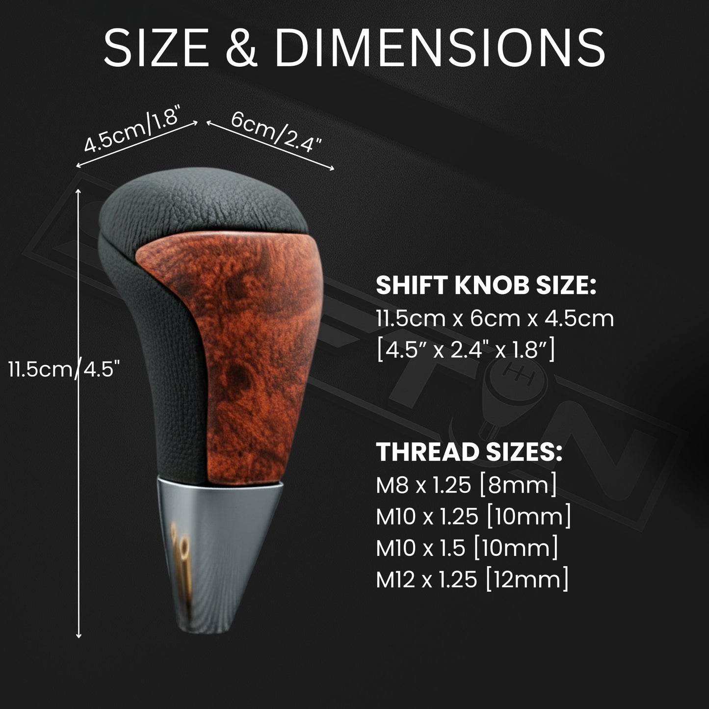 SHIFTIN Universal Gear Shift Knob for Automatic Manual Stick Shifter Cars, with M8 M10 M12 Thread Adapters, Fits Toyota Acura Scion Mazda Subaru Nissan Infiniti - ZBWL