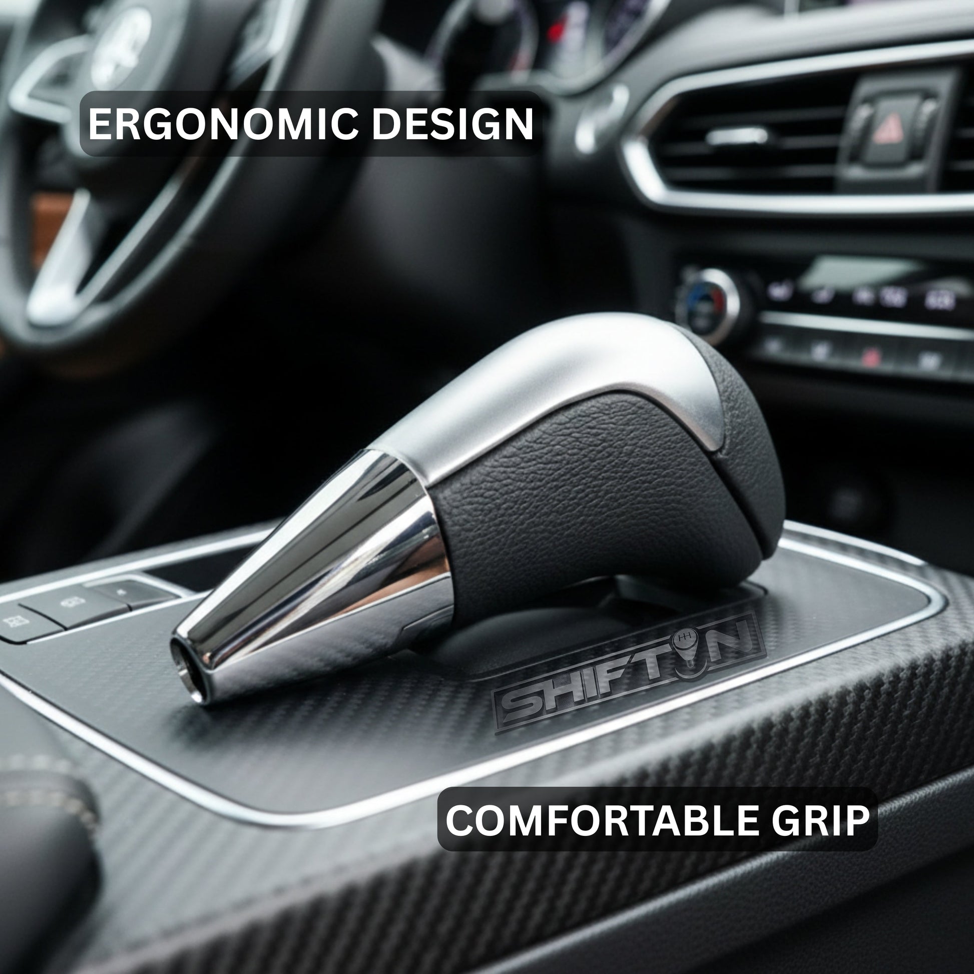SHIFTIN Universal Gear Shift Knob for Automatic Manual Stick Shifter Cars, with M8 M10 M12 Thread Adapters, Fits Toyota Acura Scion Mazda Subaru Nissan Infiniti - ZBSL