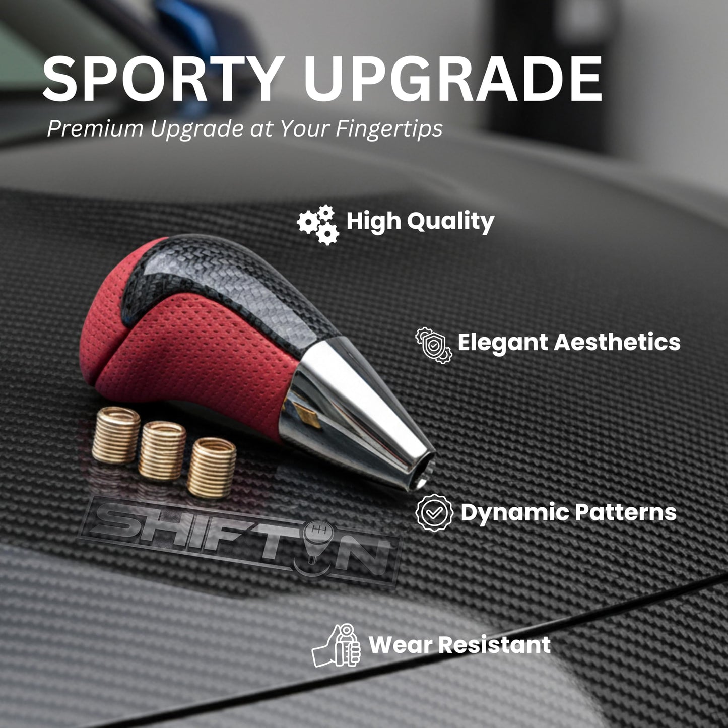 SHIFTIN Universal Gear Shift Knob for Automatic Manual Stick Shifter Cars, with M8 M10 M12 Thread Adapters, Fits Toyota Acura Scion Mazda Subaru Nissan Infiniti - ZRDZ