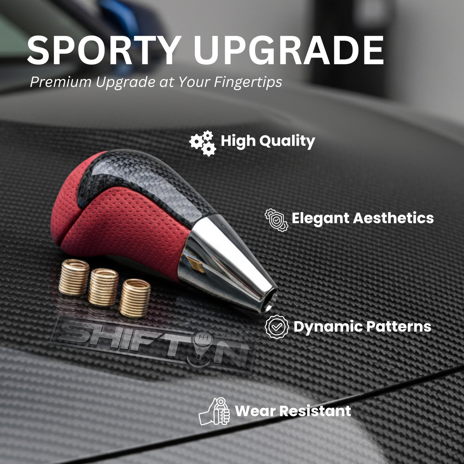 SHIFTIN Universal Gear Shift Knob for Automatic Manual Stick Shifter Cars, with M8 M10 M12 Thread Adapters, Fits Toyota Acura Scion Mazda Subaru Nissan Infiniti - ZRDZ