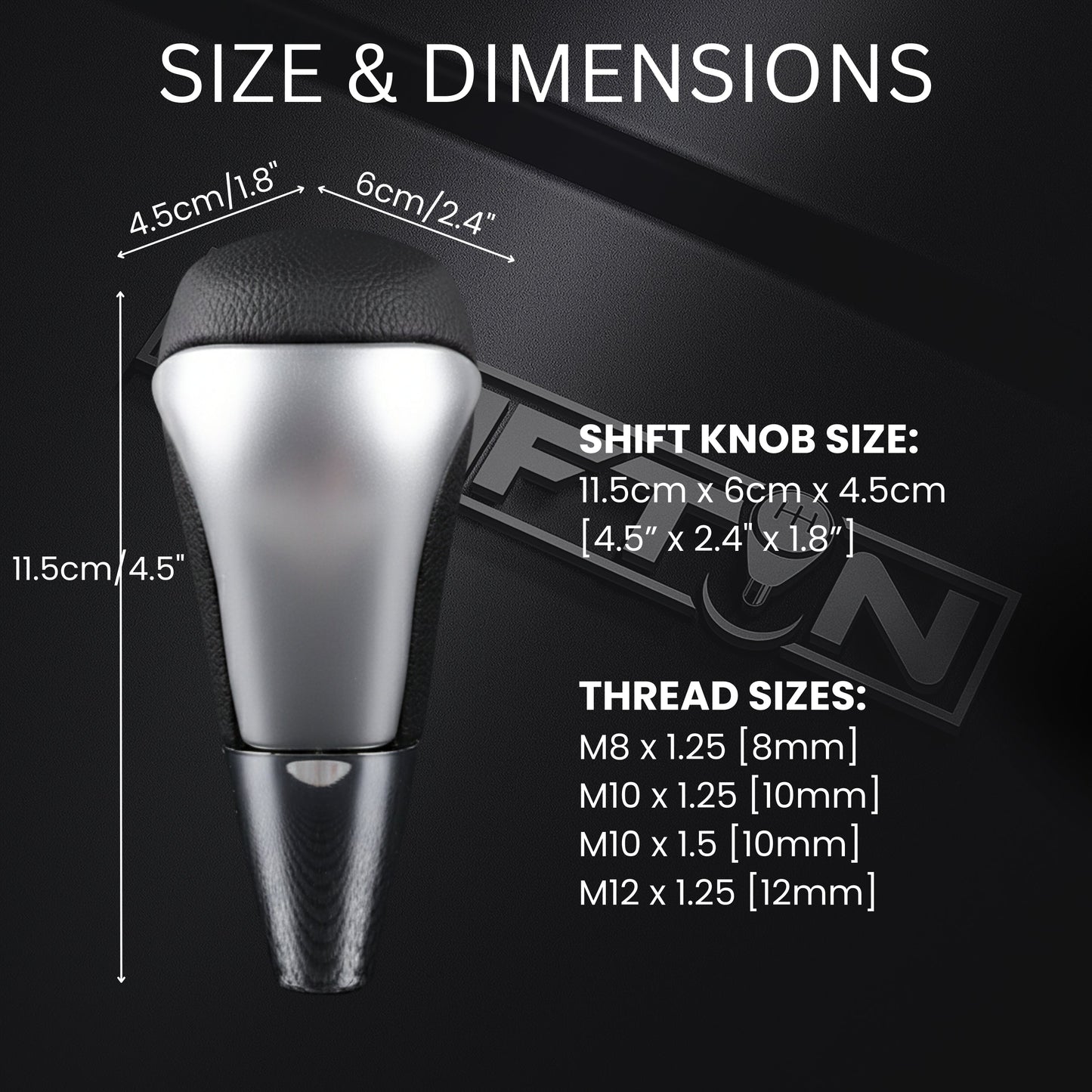 SHIFTIN Universal Gear Shift Knob for Automatic Manual Stick Shifter Cars, with M8 M10 M12 Thread Adapters, Fits Toyota Acura Scion Mazda Subaru Nissan Infiniti - ZBSL