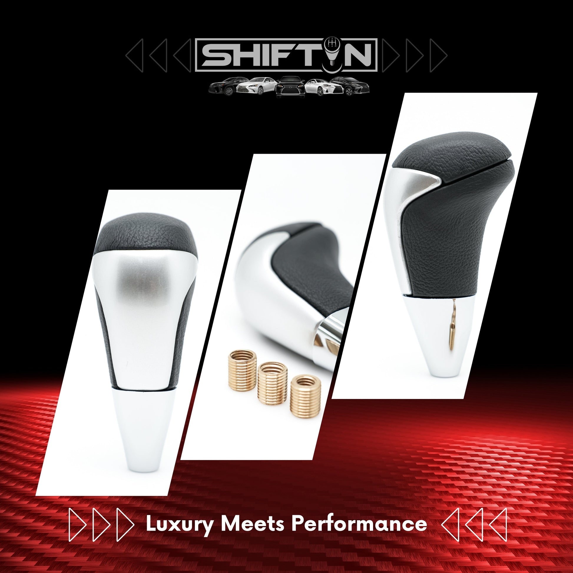 SHIFTIN Universal Gear Shift Knob for Automatic Manual Stick Shifter Cars, with M8 M10 M12 Thread Adapters, Fits Toyota Acura Scion Mazda Subaru Nissan Infiniti - ZBSL