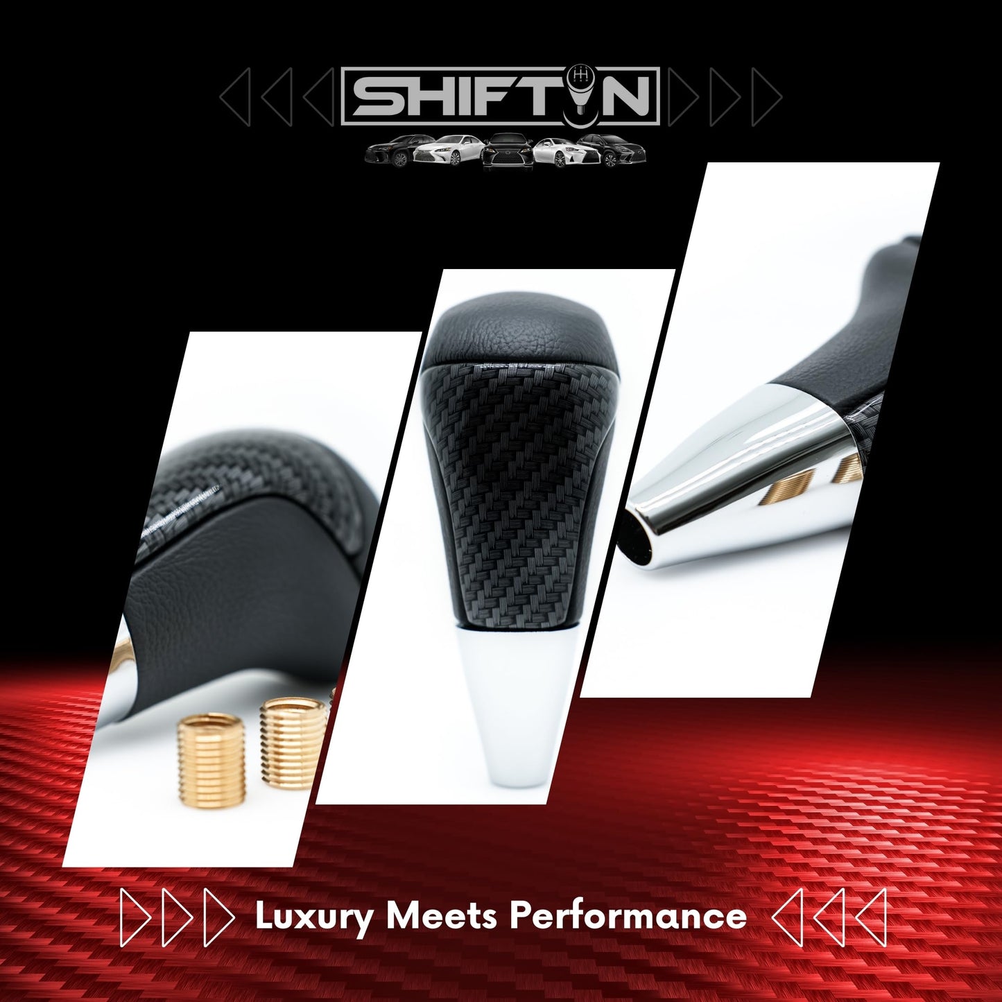 SHIFTIN Universal Gear Shift Knob for Automatic Manual Stick Shifter Cars, with M8 M10 M12 Thread Adapters, Fits Toyota Acura Scion Mazda Subaru Nissan Infiniti - ZBZZ