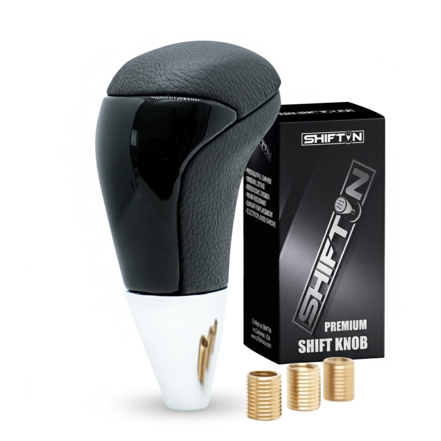 SHIFTIN Universal Gear Shift Knob for Automatic Manual Stick Shifter Cars, with M8 M10 M12 Thread Adapters, Fits Toyota Acura Scion Mazda Subaru Nissan Infiniti - ZBPB