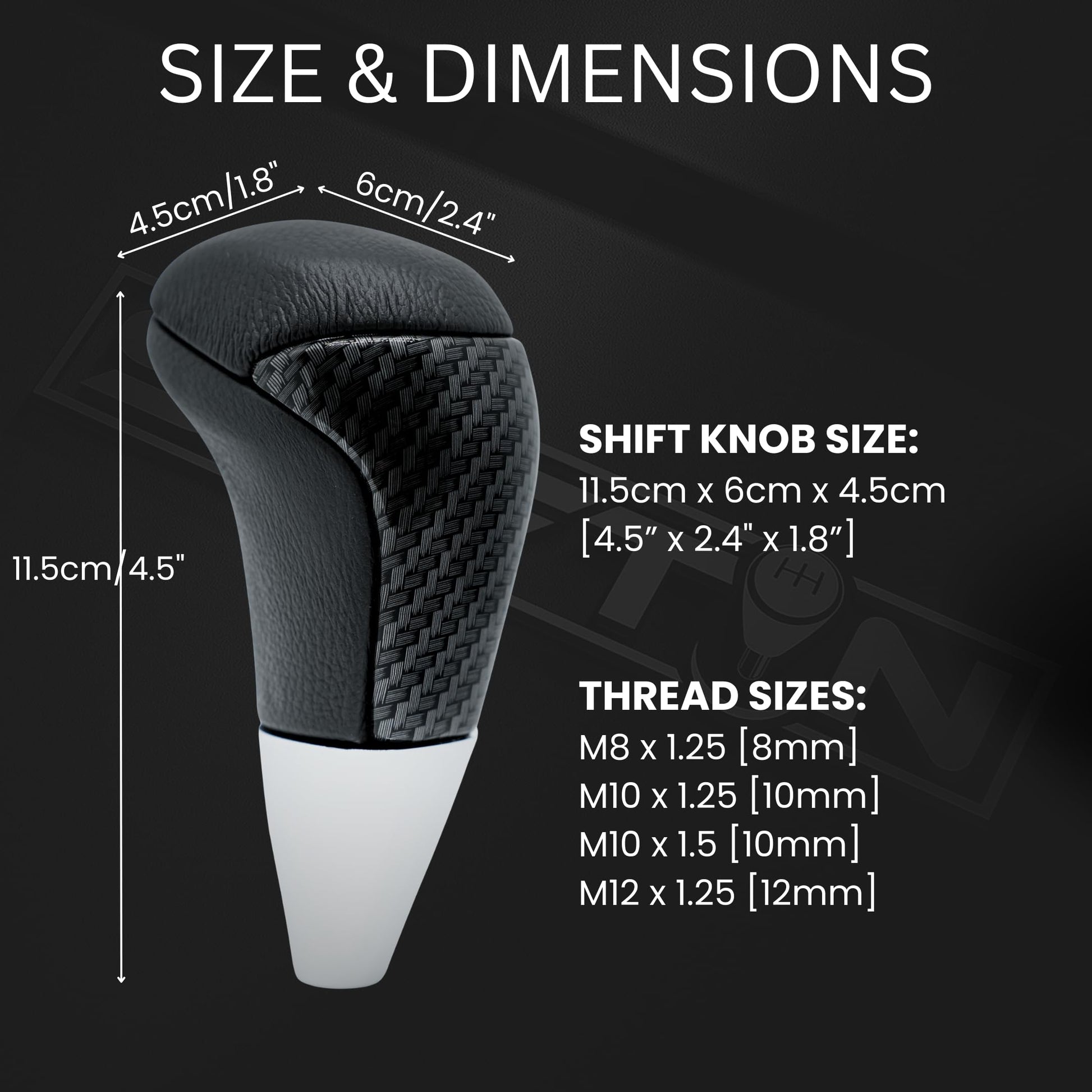 SHIFTIN Universal Gear Shift Knob for Automatic Manual Stick Shifter Cars, with M8 M10 M12 Thread Adapters, Fits Toyota Acura Scion Mazda Subaru Nissan Infiniti - ZBZZ