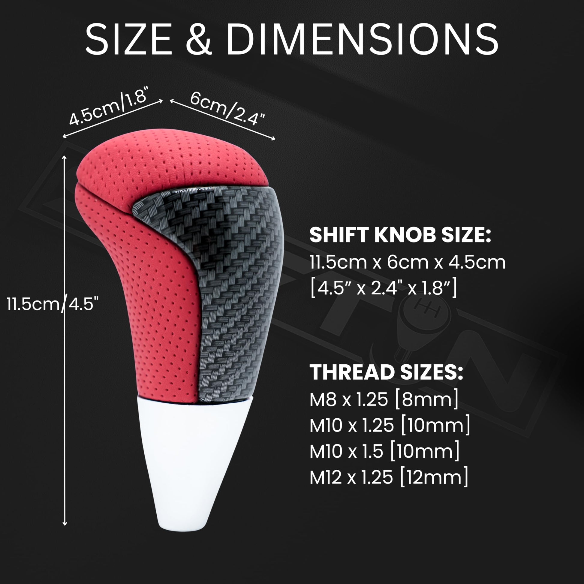 SHIFTIN Universal Gear Shift Knob for Automatic Manual Stick Shifter Cars, with M8 M10 M12 Thread Adapters, Fits Toyota Acura Scion Mazda Subaru Nissan Infiniti - ZRDZ