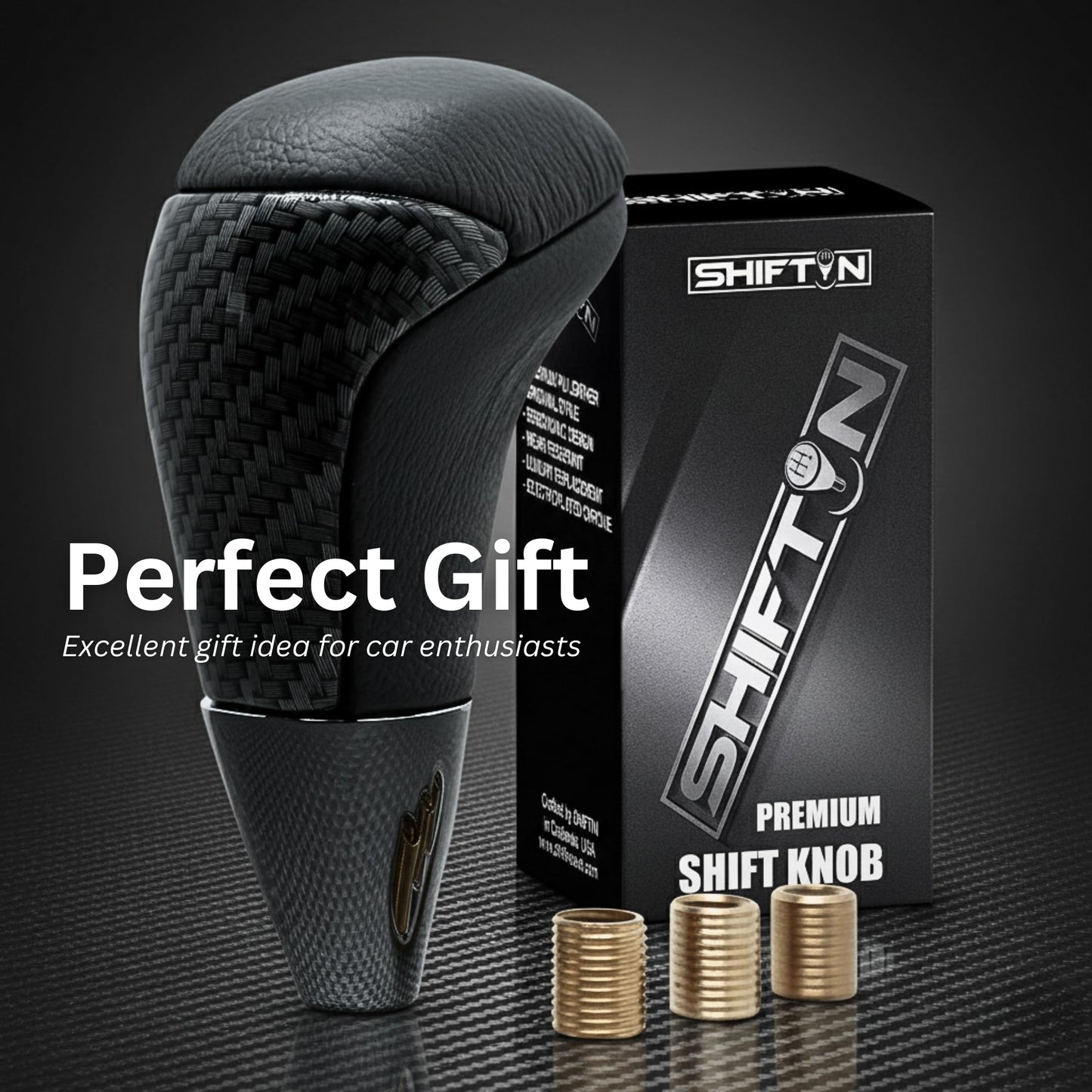 SHIFTIN Universal Gear Shift Knob for Automatic Manual Stick Shifter Cars, with M8 M10 M12 Thread Adapters, Fits Toyota Acura Scion Mazda Subaru Nissan Infiniti - ZBZZ