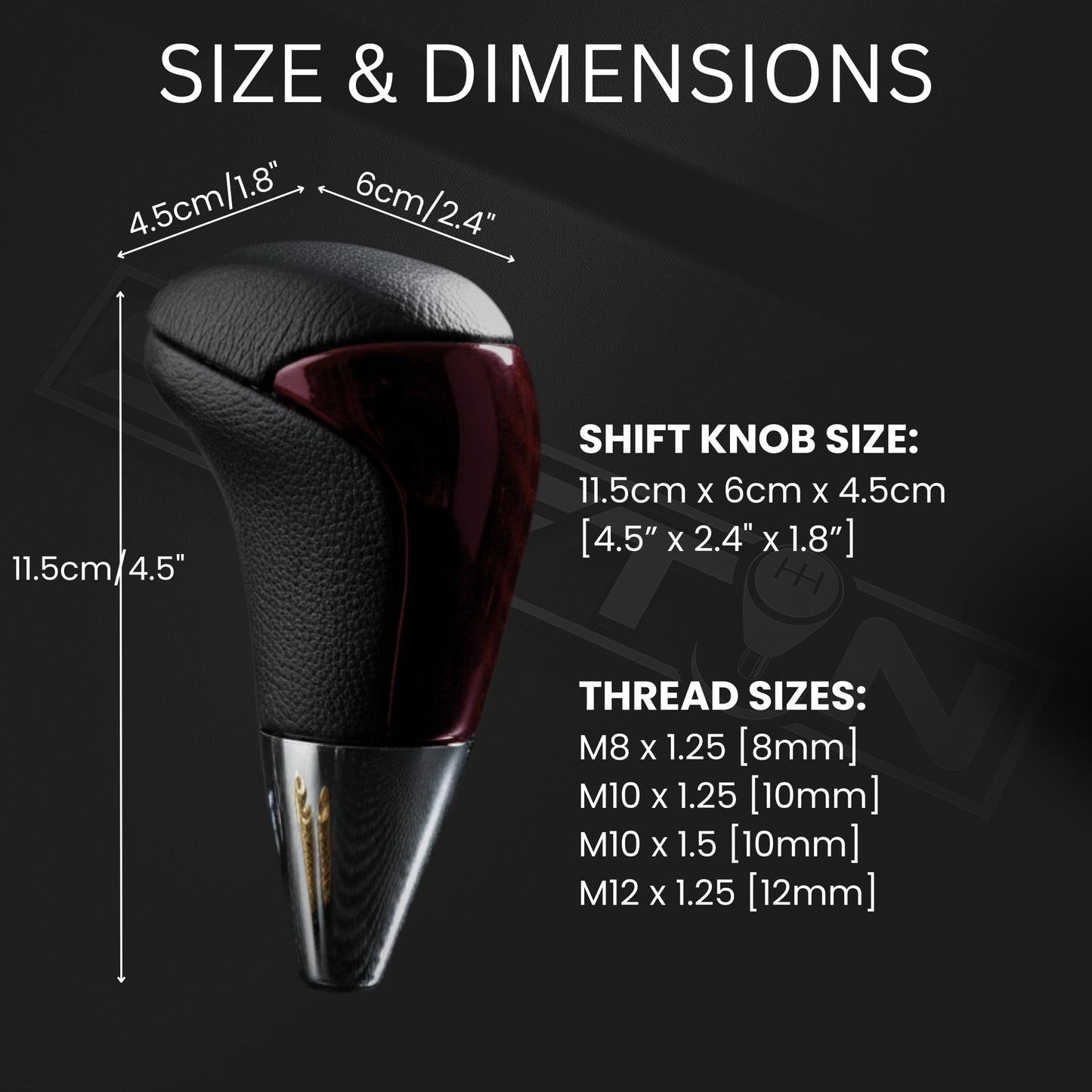 SHIFTIN Universal Gear Shift Knob for Automatic Manual Stick Shifter Cars, with M8 M10 M12 Thread Adapters, Fits Toyota Acura Scion Mazda Subaru Nissan Infiniti - ZBRZ