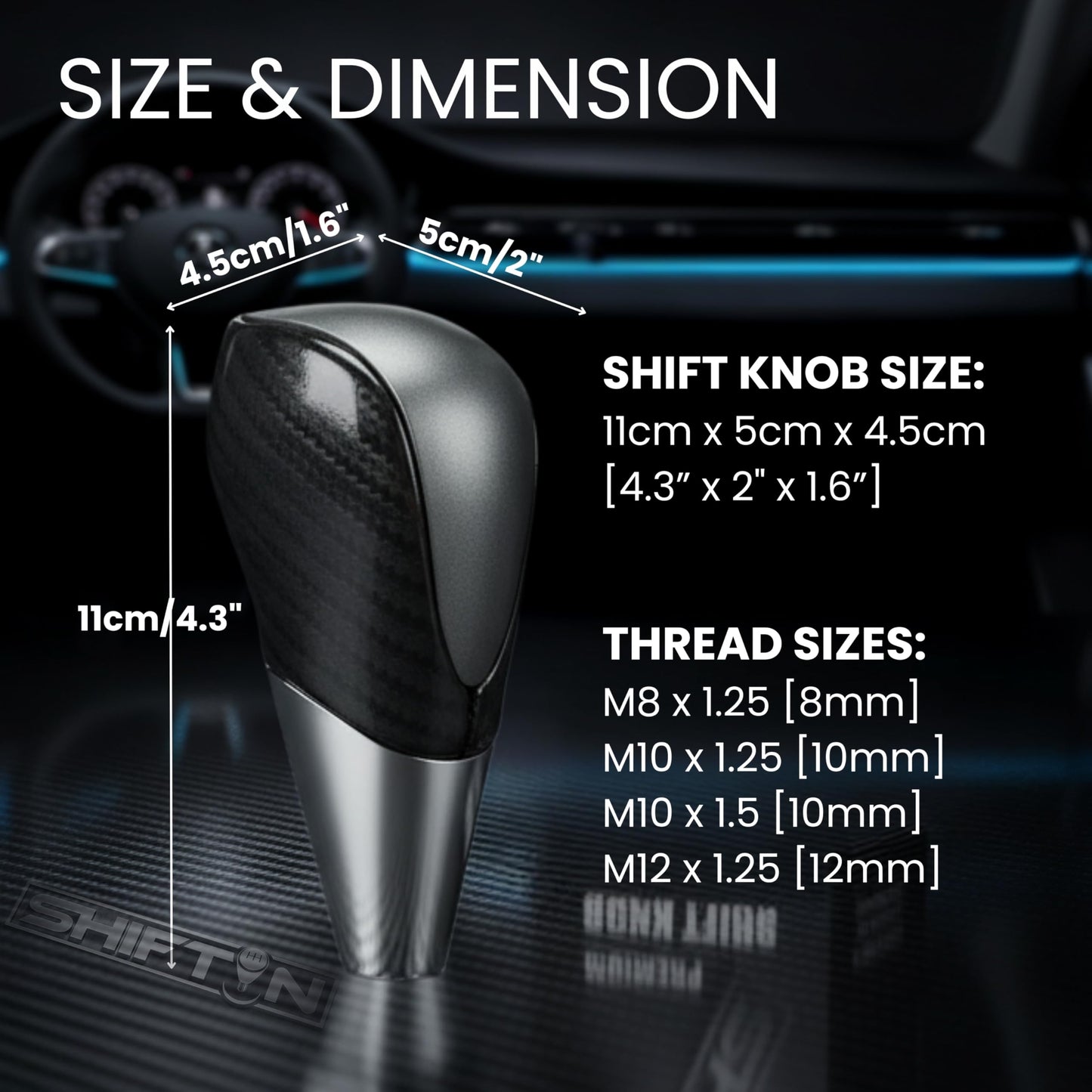 SHIFTIN Universal Sport Gear Shift Knob Shifter for Cars with M8 M10 M12 Threads | Fits Subaru Acura Nissan Infiniti Mazda Scion Toyota Lexus - B234