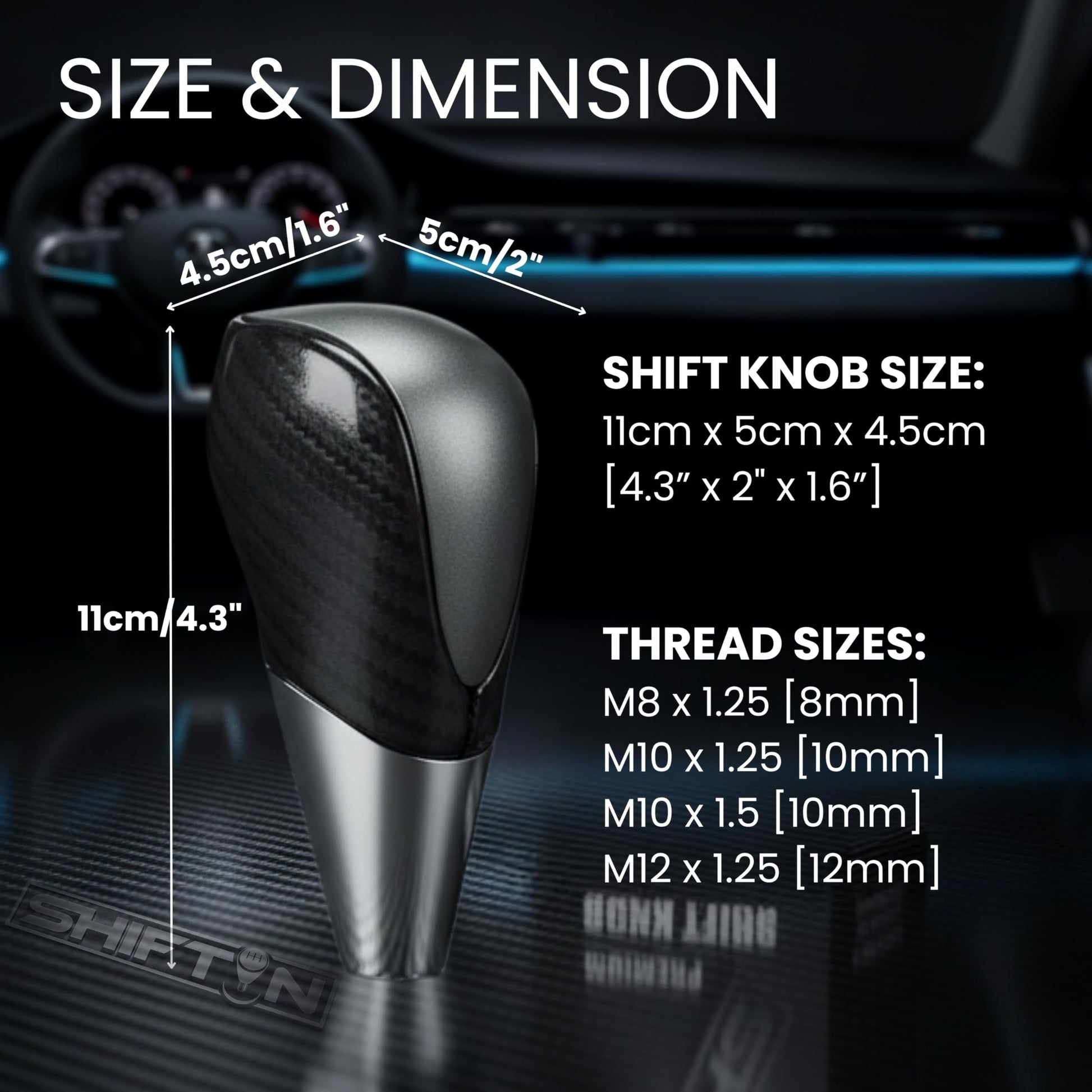 SHIFTIN Universal Sport Gear Shift Knob Shifter for Cars with M8 M10 M12 Threads | Fits Subaru Acura Nissan Infiniti Mazda Scion Toyota Lexus - B234