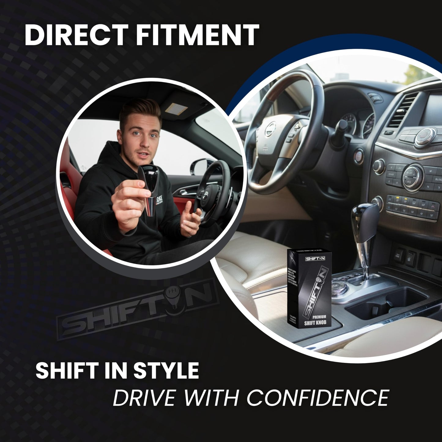 SHIFTIN Universal Sport Gear Shift Knob Shifter for Cars with M8 M10 M12 Threads | Fits Subaru Acura Nissan Infiniti Mazda Scion Toyota Lexus - BBPB