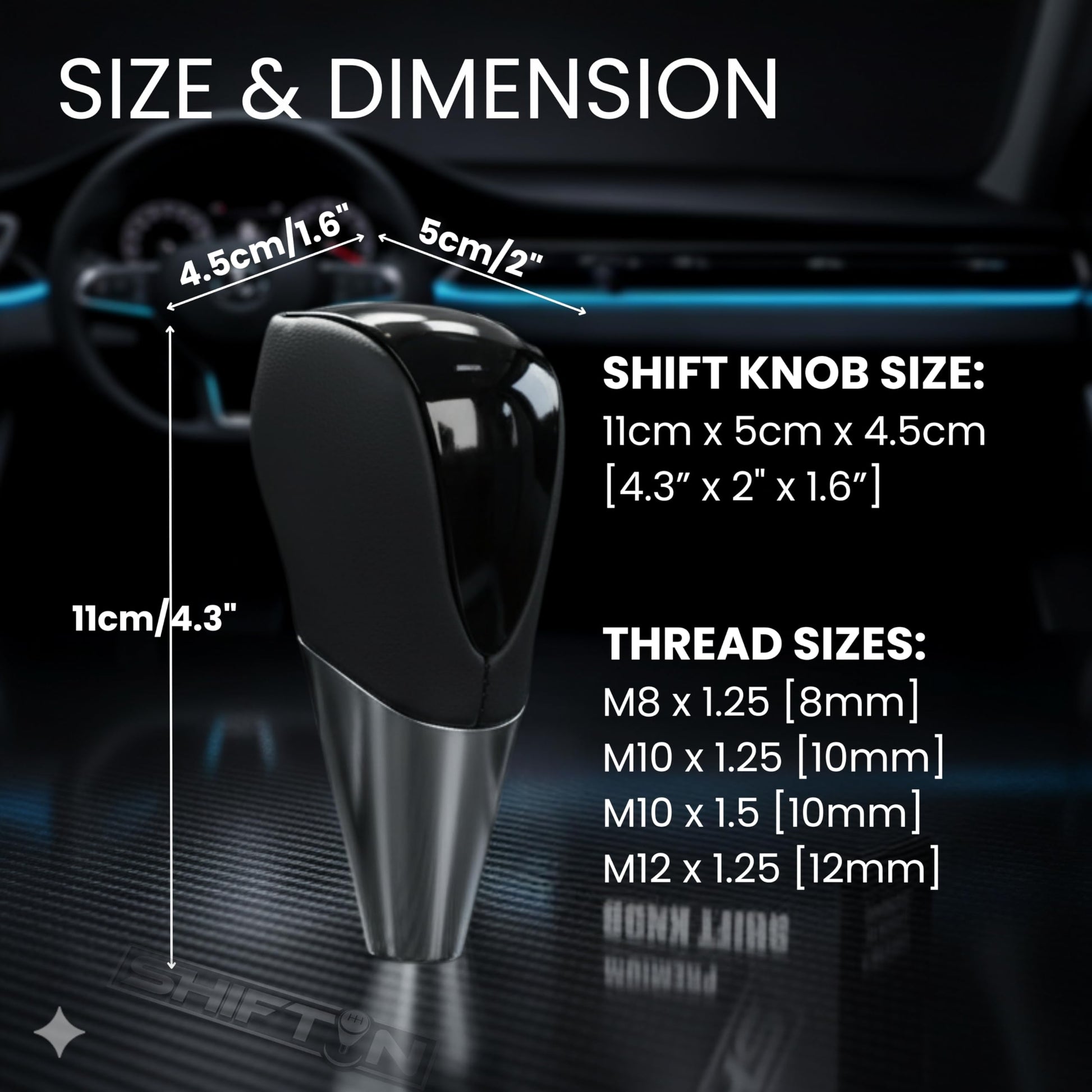 SHIFTIN Universal Sport Gear Shift Knob Shifter for Cars with M8 M10 M12 Threads | Fits Subaru Acura Nissan Infiniti Mazda Scion Toyota Lexus - BBPB