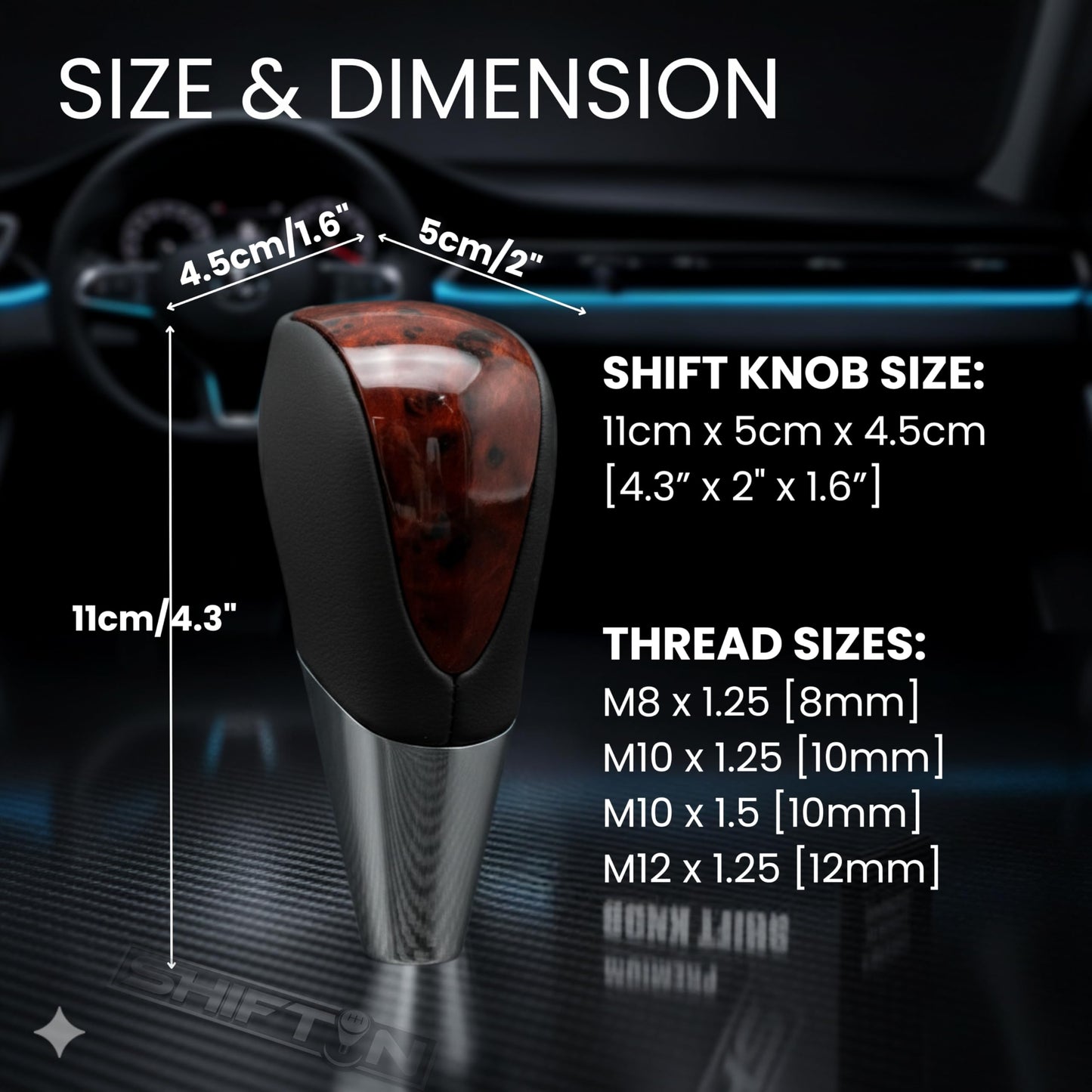SHIFTIN Universal Sport Gear Shift Knob Shifter for Cars with M8 M10 M12 Threads | Fits Subaru Acura Nissan Infiniti Mazda Scion Toyota Lexus - BBWD