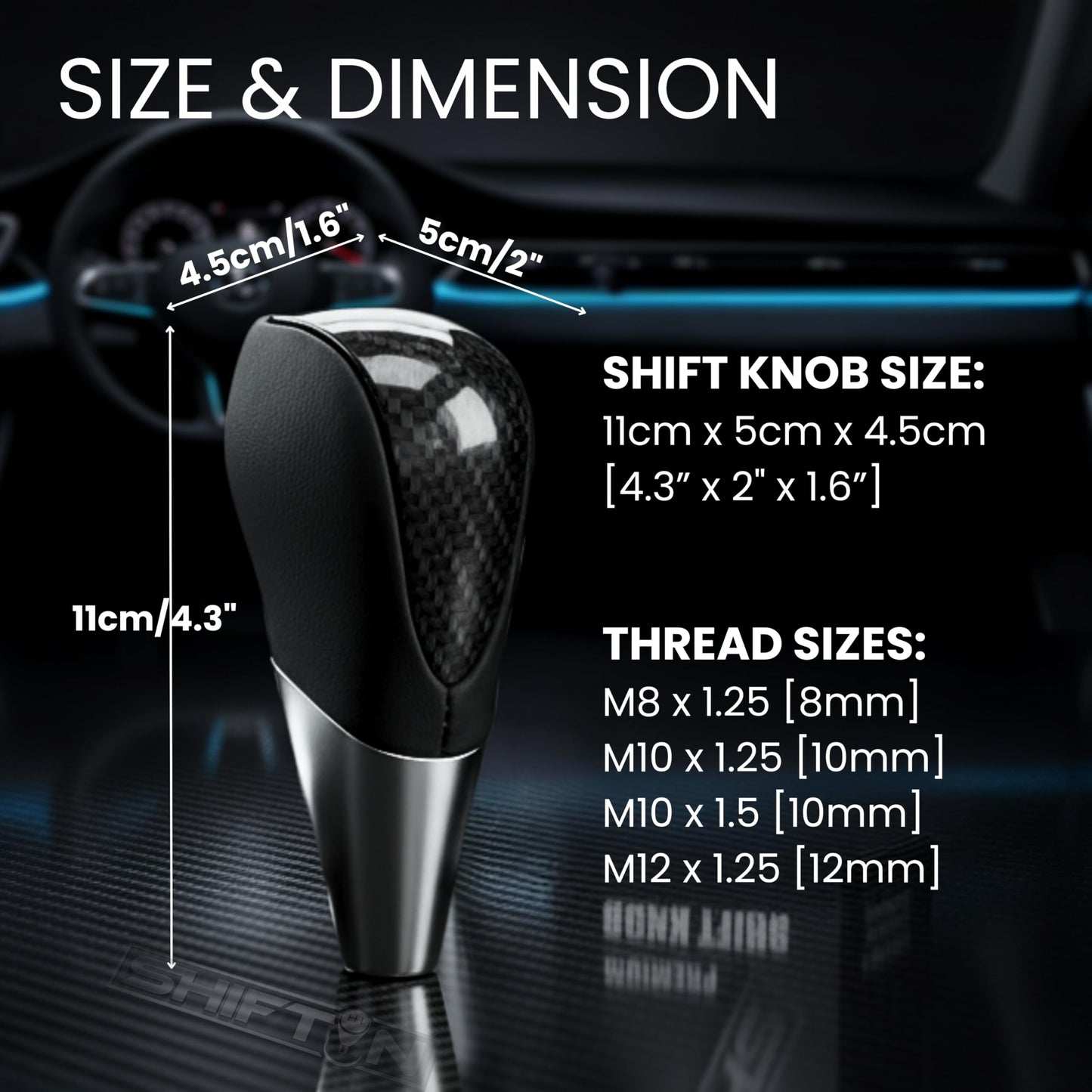 SHIFTIN Universal Sport Gear Shift Knob Shifter for Cars with M8 M10 M12 Threads | Fits Subaru Acura Nissan Infiniti Mazda Scion Toyota Lexus - BBZZ