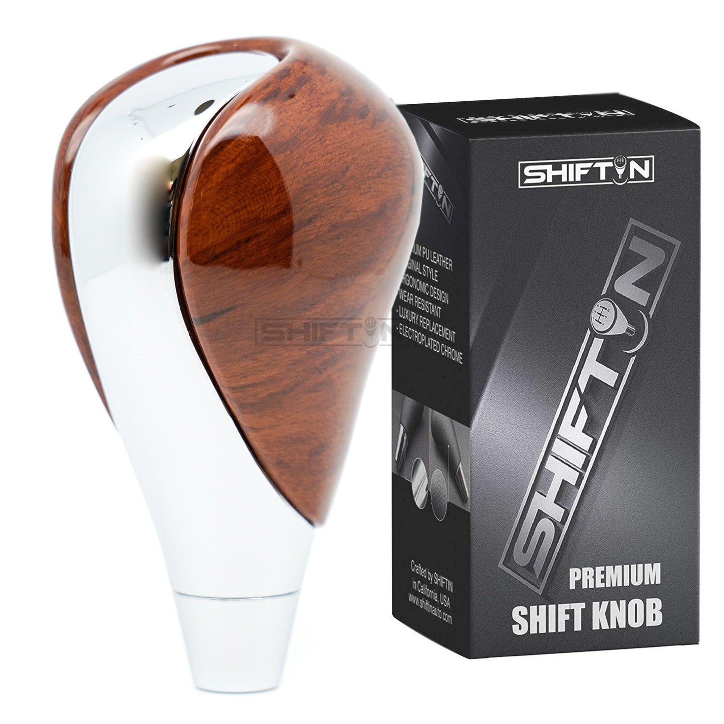 SHIFTIN-Gear-Shift-Knob-Stick-Shifter-for-Lexus-LS-460-ES-350-GS350-IS-250-RX350-2006-2015-Brown-Ash-Burl-Chrome