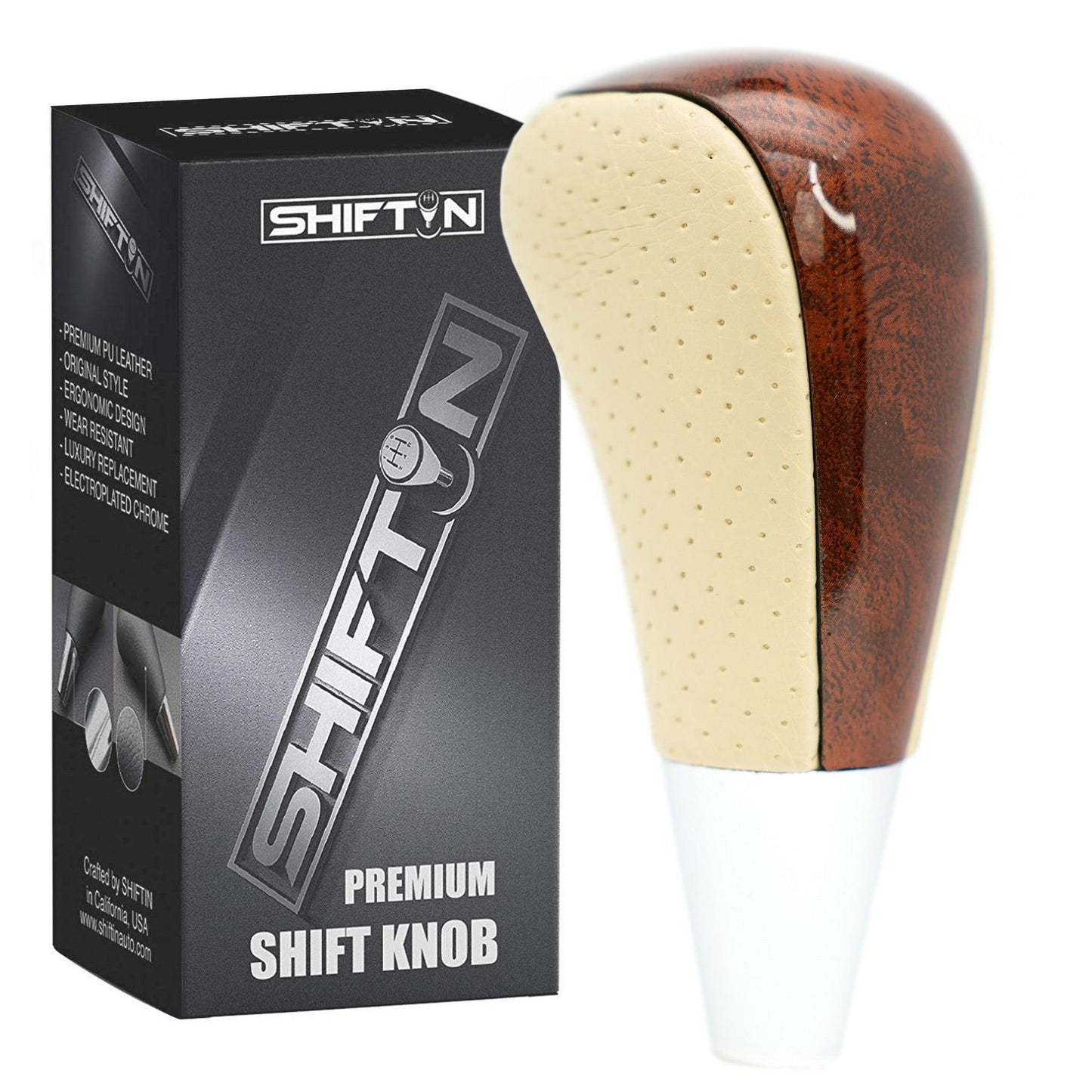 SHIFTIN-Gear-Shift-Knob-for-Toyota-Avalon-Yaris-4Runner-Sienna-Camry-Solara-Rav4-Matrix-Corolla-Venza-for-Lexus-ES-GS-IS-LS-LX-RX-SC-Scion-tC-xB-xD-iQ-Punched-Tan-Beige-Leather