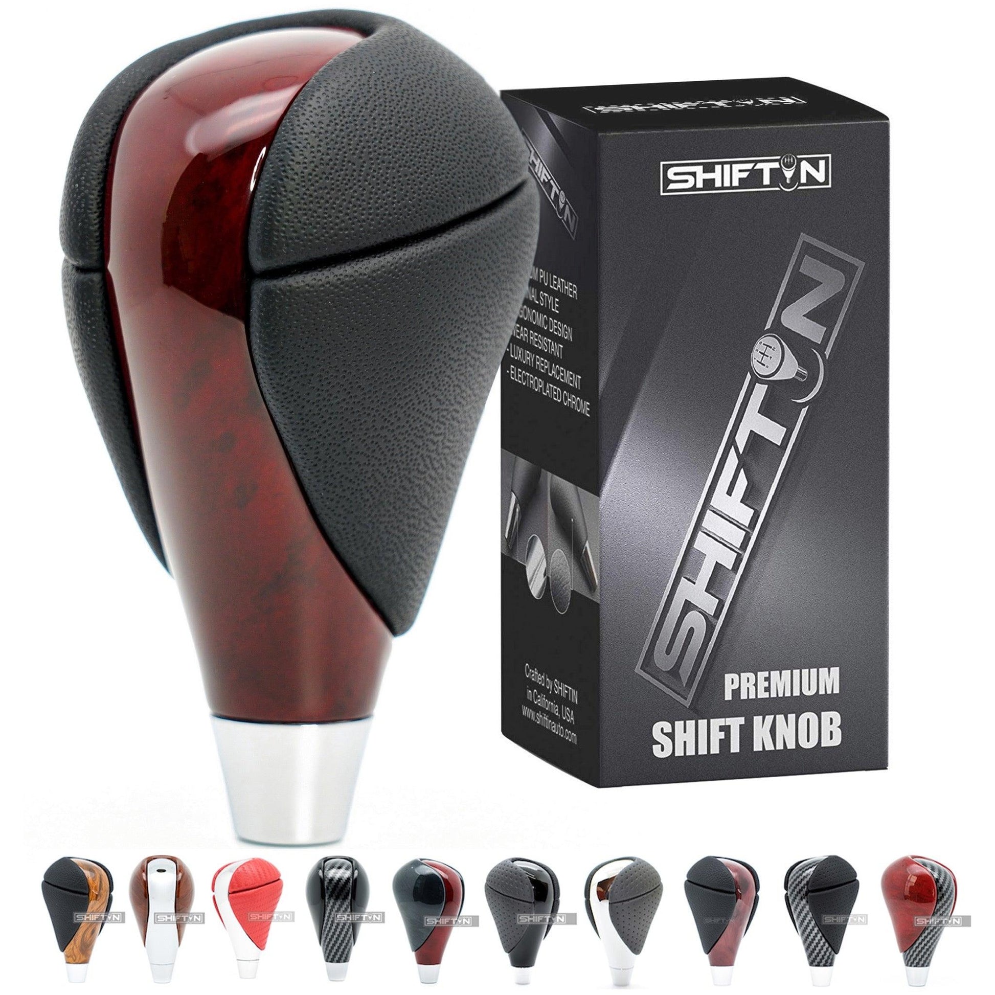 HIFTIN-Gear-Shift-Knob-for-Lexus-LS-460-ES-350-GS350-IS-250-RX350-2006-2015-Black-Leather-Cherry-Red-Medium-Walnut